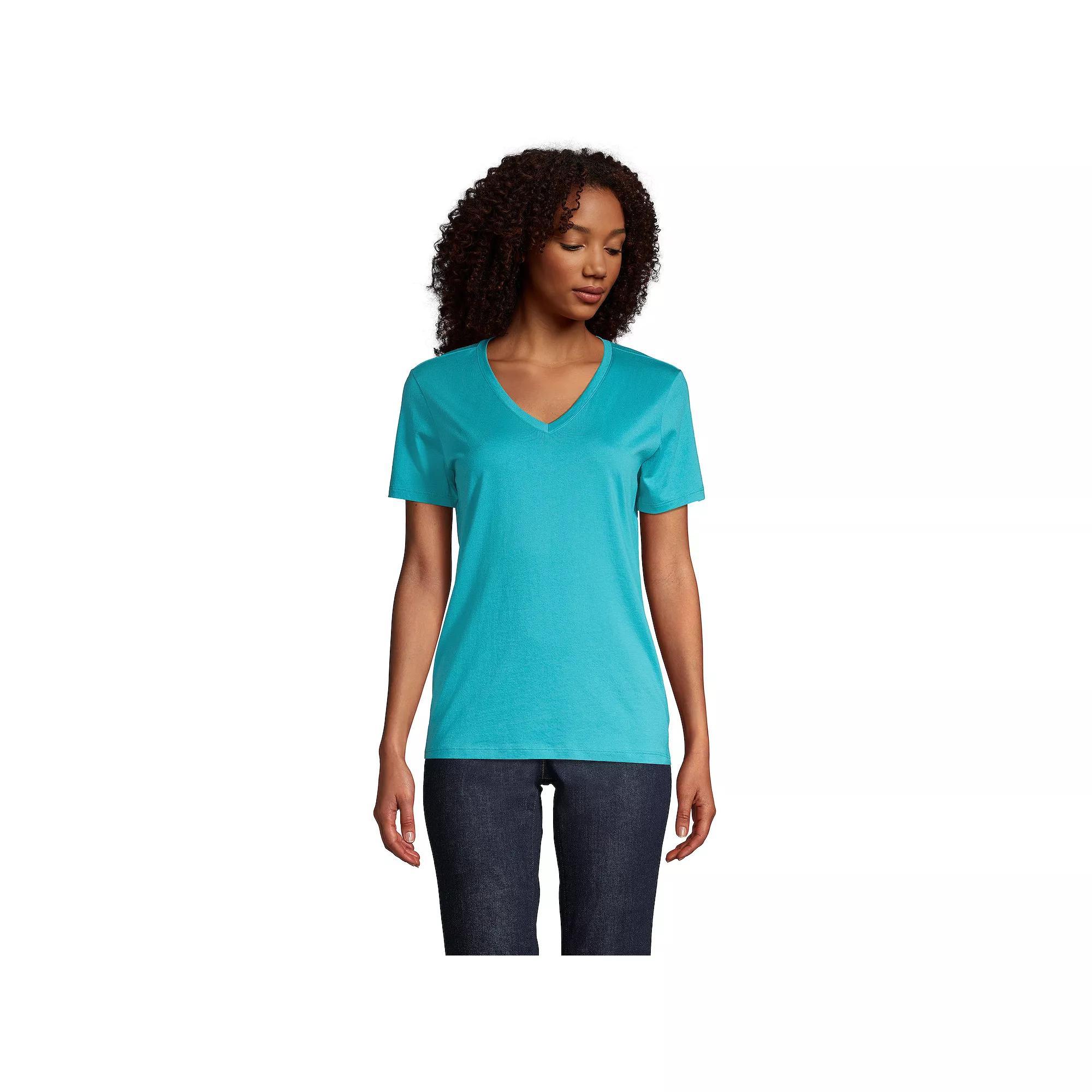 Womens Lands End Relaxed-Fit Supima Cotton V-Neck Tee Product Image