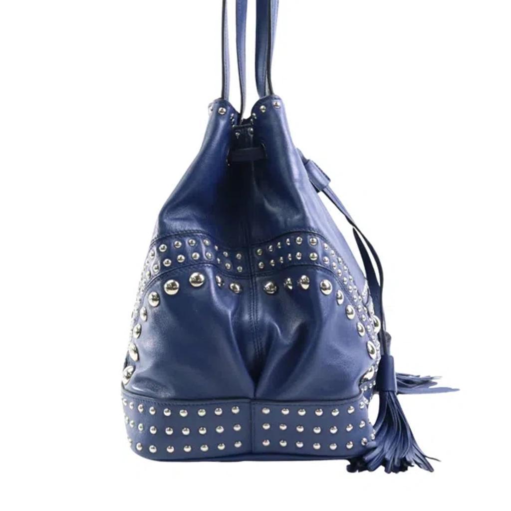 - Leather Shoulder Bag () In Navy Product Image