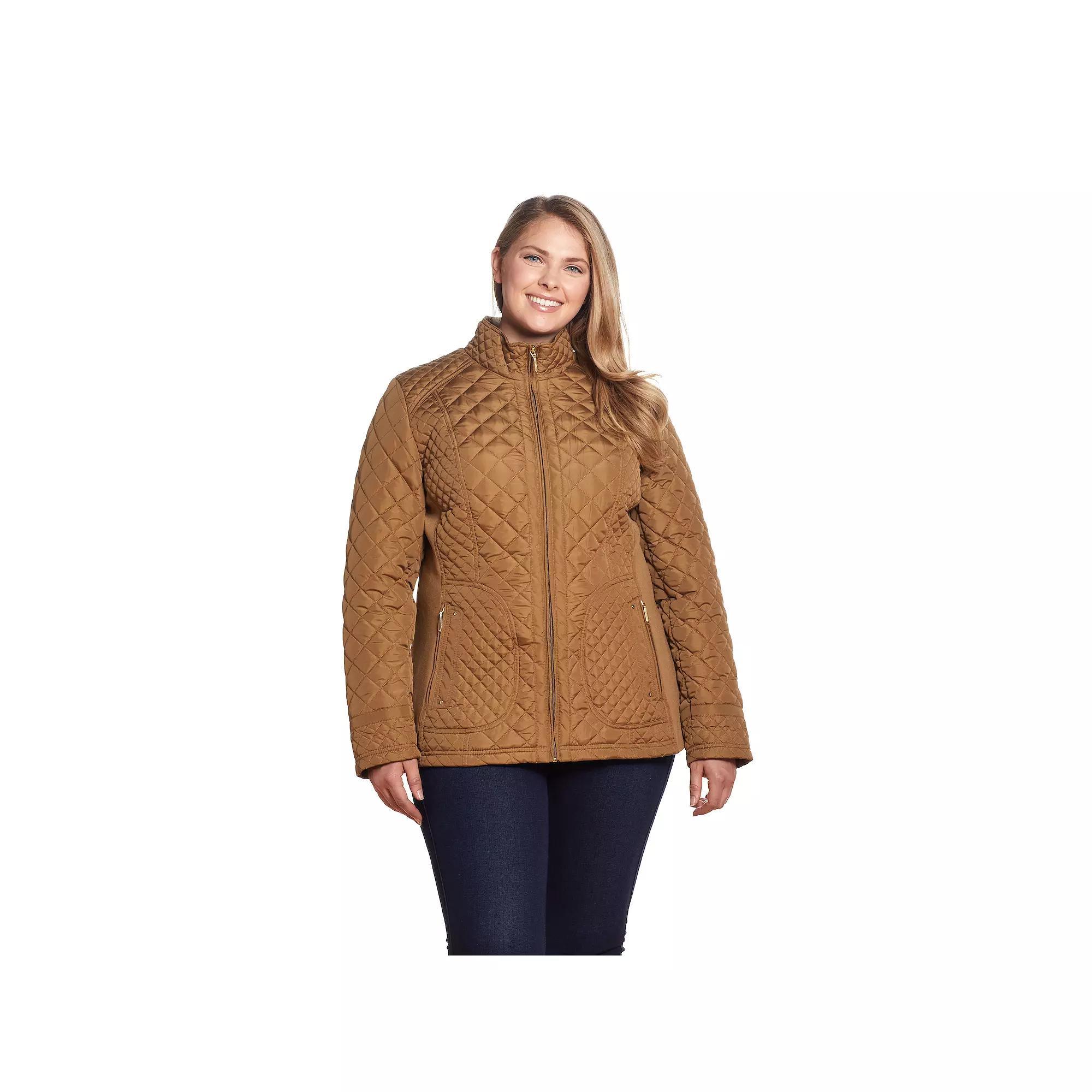 Plus Size Weathercast Quilted Moto Jacket, Women's, Size: 1XL, Saddle Product Image