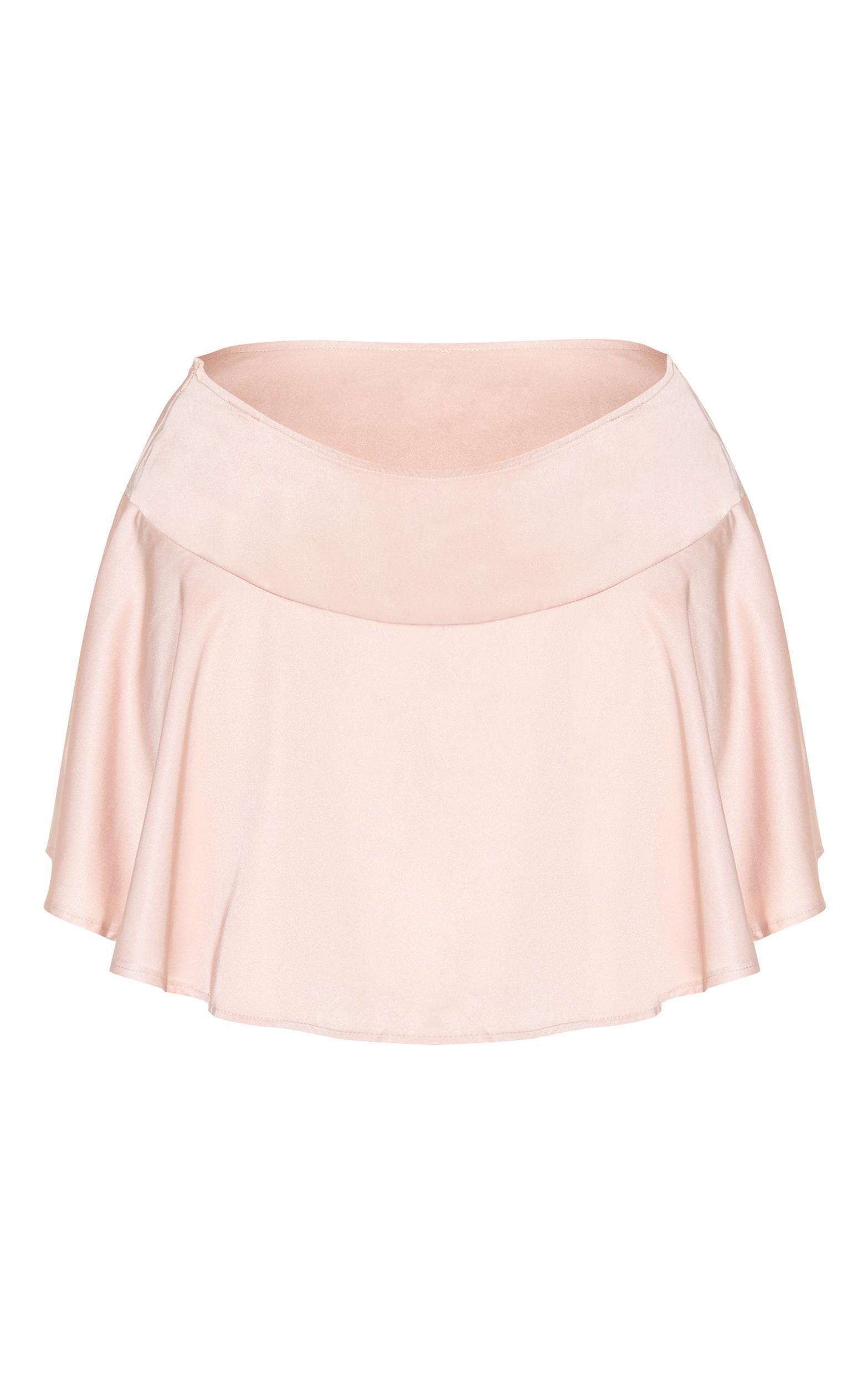 Plus Dusty Pink Satin Floaty A Line Mini Skirt Product Image