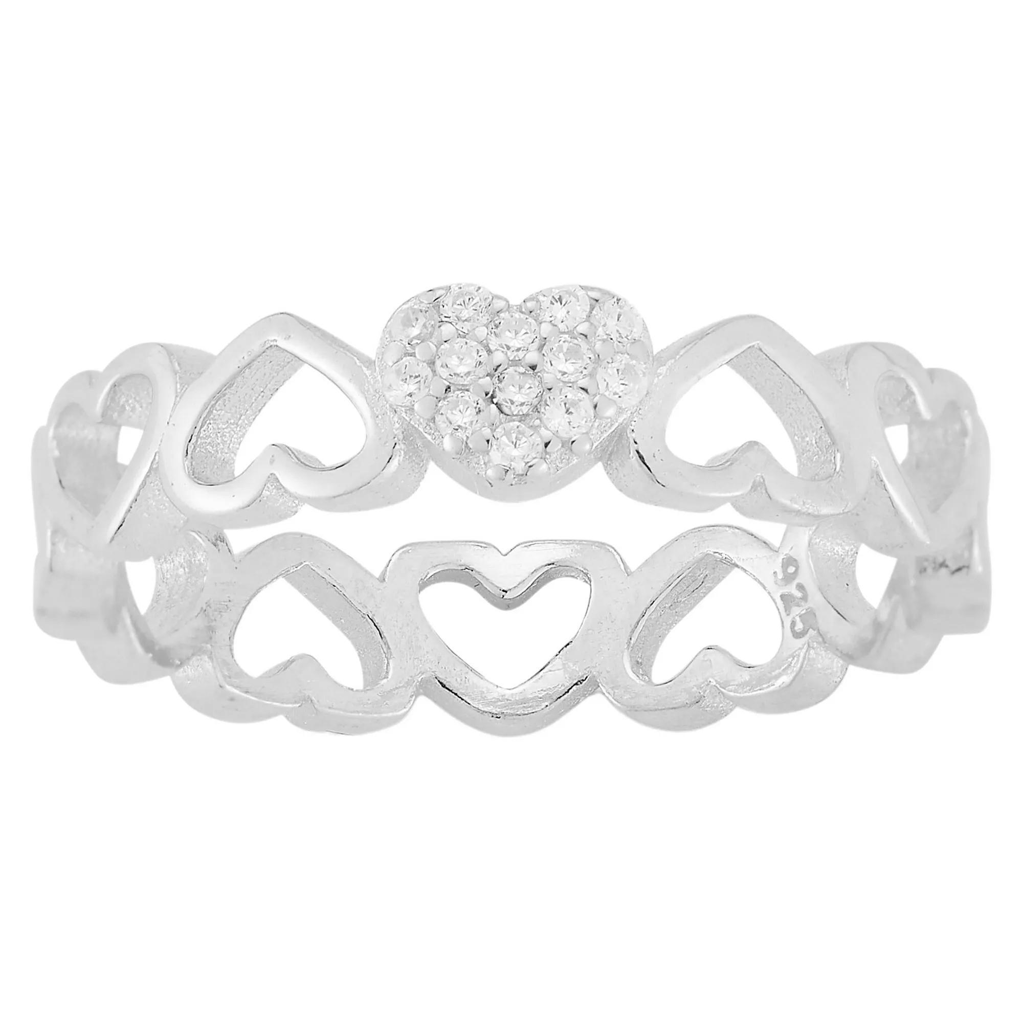 Sunkissed Sterling Cubic Zirconia Heart Ring, Women's, Size: 9, Silver Tone Product Image