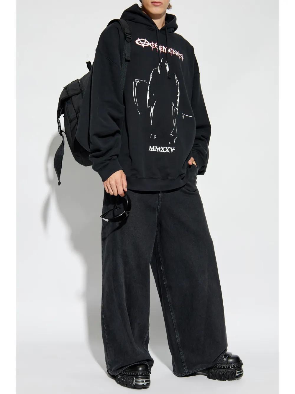 graphic-print cotton hoodie Product Image