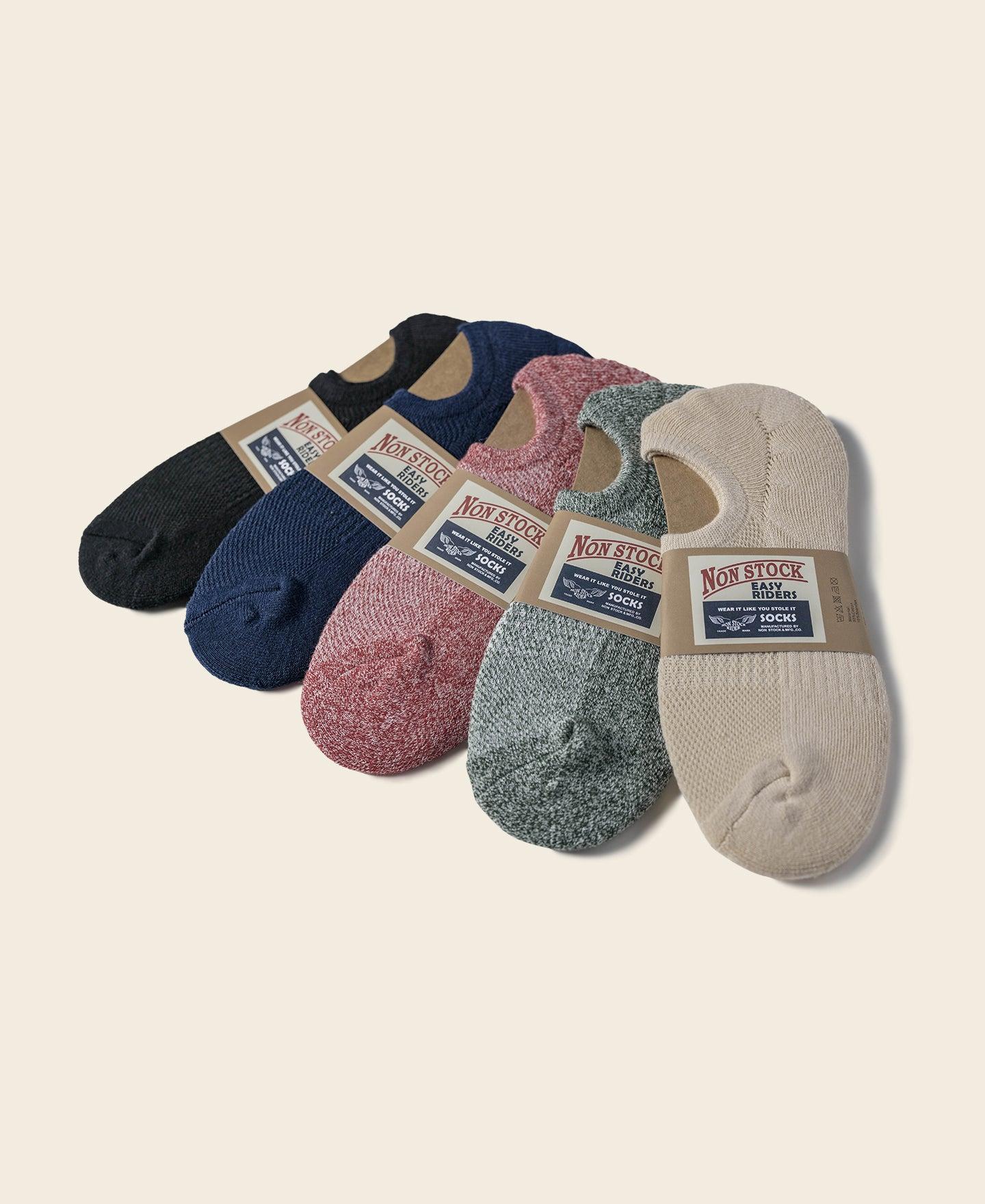 Colored Cotton No Show Socks - Navy Product Image