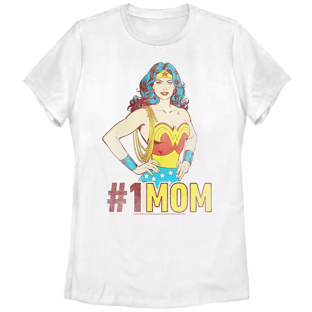 Juniors' Warner Brothers Wonder Woman #1 MOM Graphic Tee, Girl's, Size: XXL, White Product Image