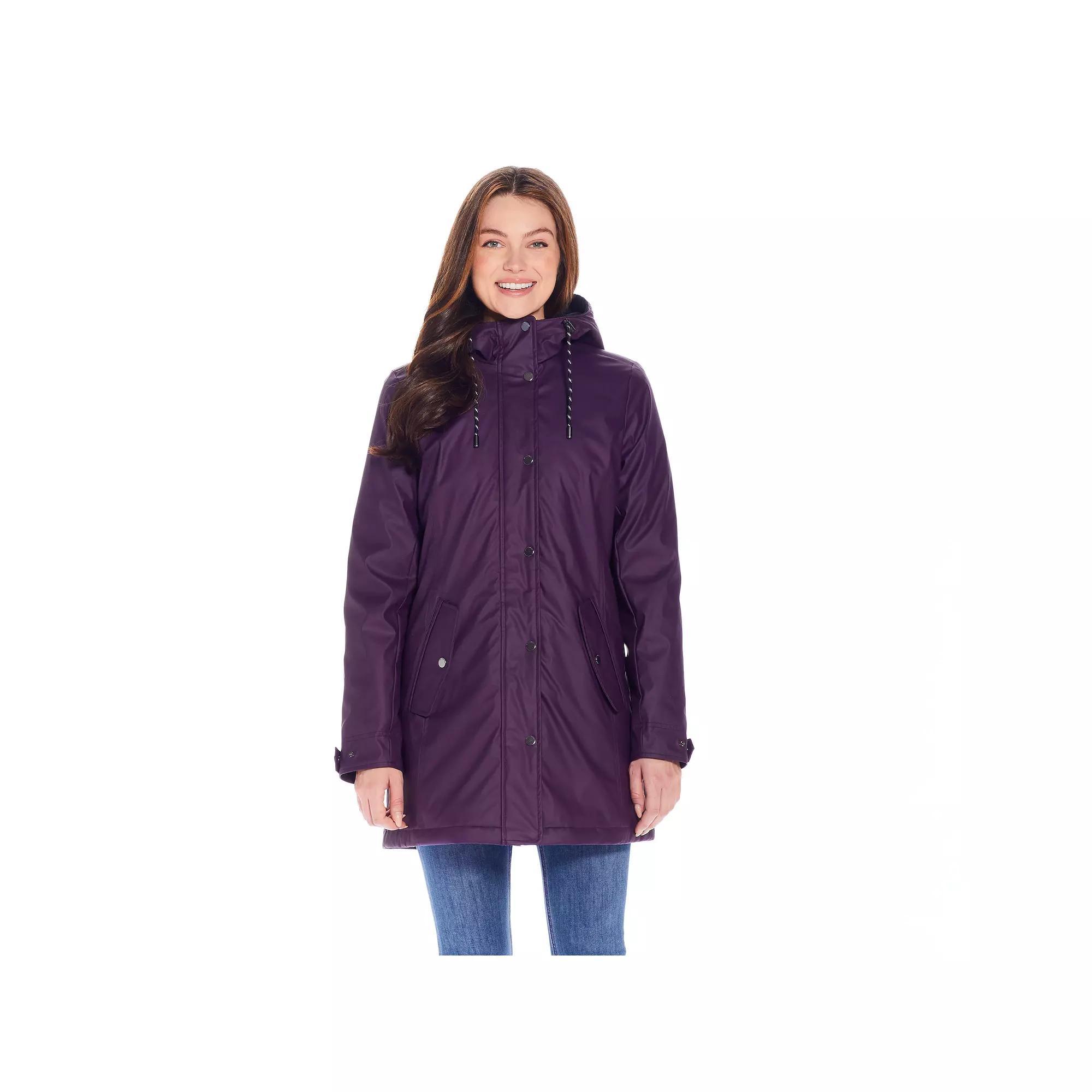 Women's Weathercast Hooded Midweight Rain Jacket, Size: Small, Dark Purple Product Image