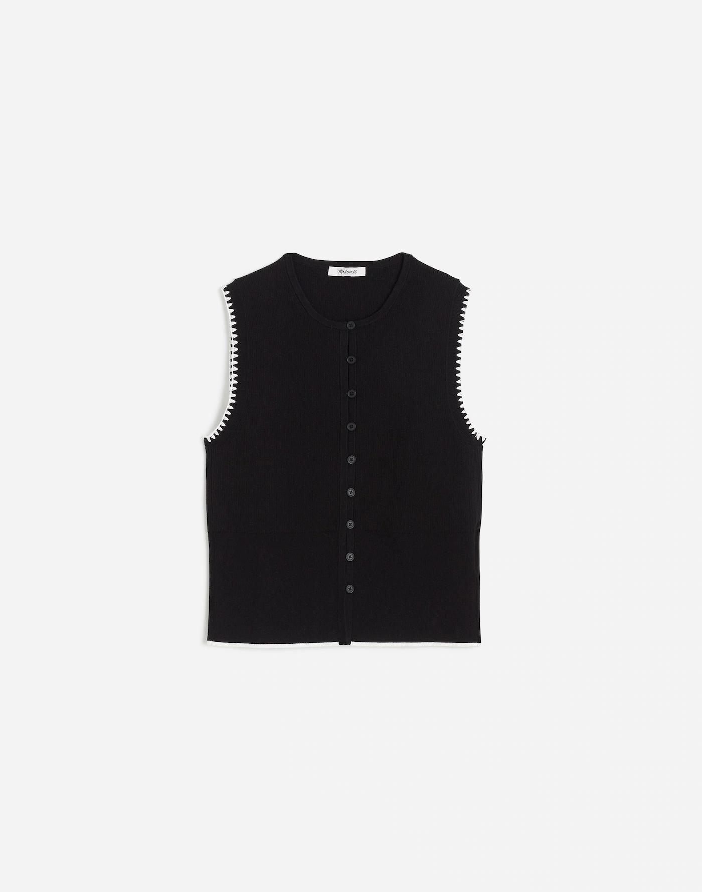 Blanket-Stitch Crewneck Sweater Tank Product Image