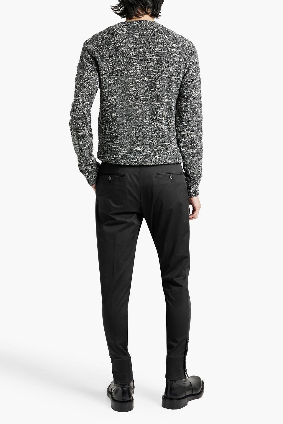 Appliquéd Bouclé-knit Wool-blend Sweater In Charcoal Product Image