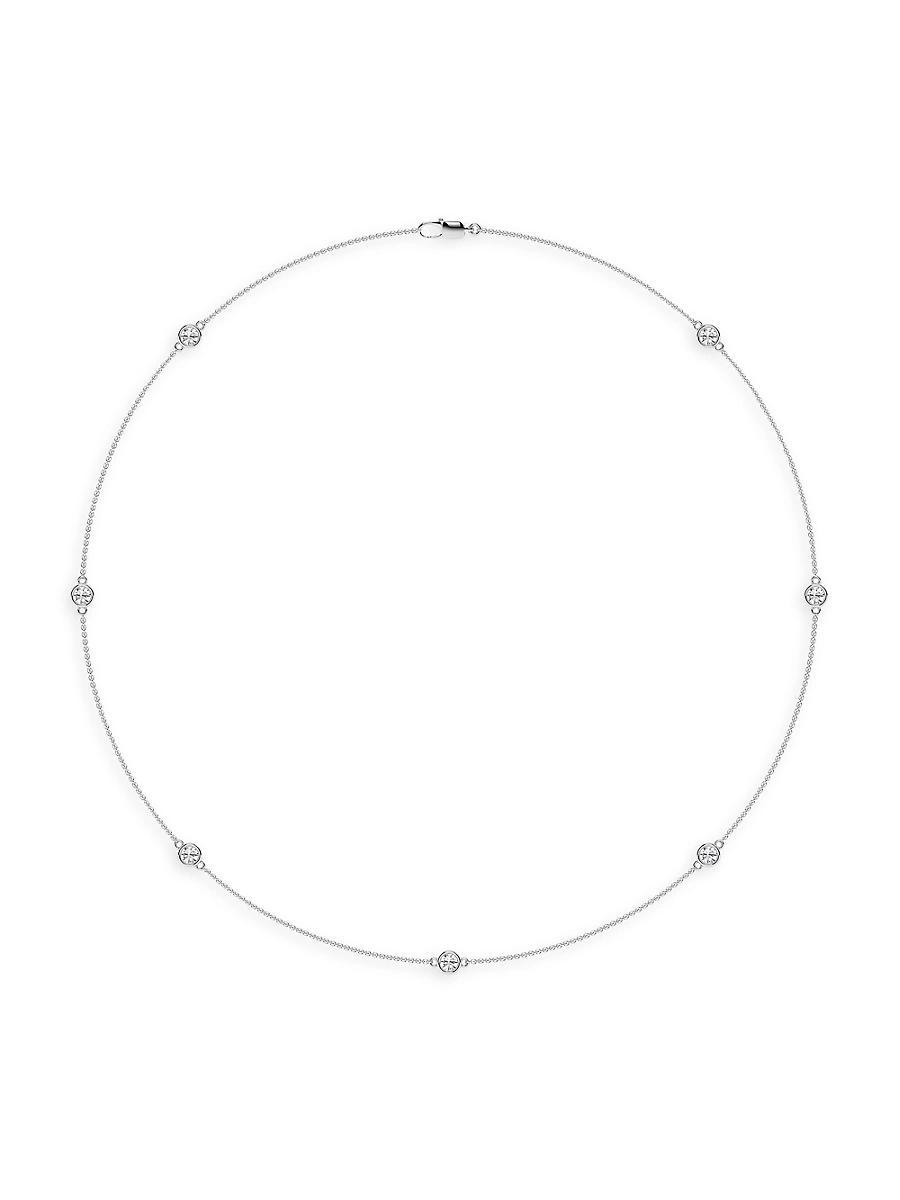 Womens 14K White Gold & Lab-Grown 7-Diamond Station Necklace/0.70-2.10 TCW Product Image