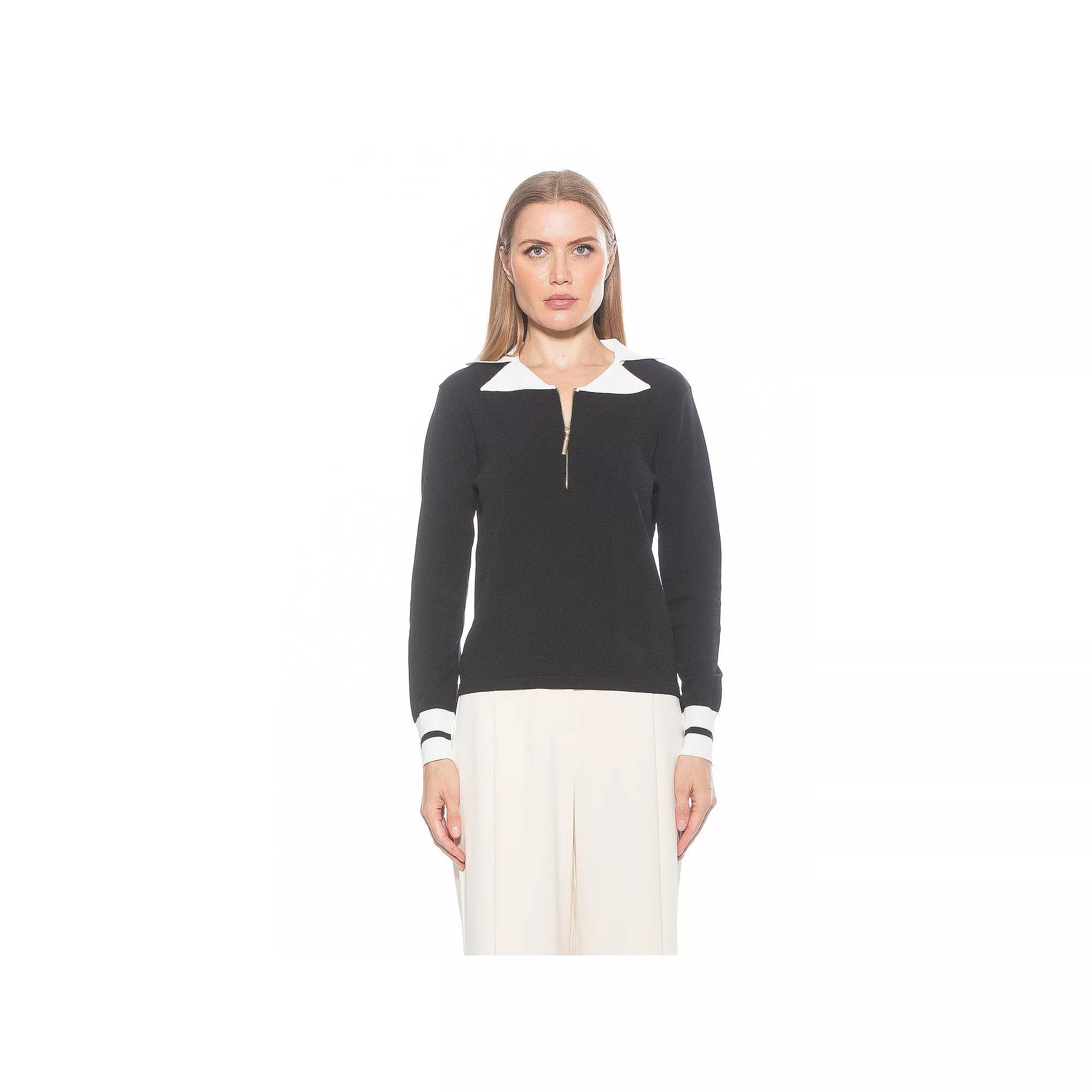 Women's ALEXIA ADMOR Wyatt Fully Knitted Sweater, Size: Medium, Black Product Image