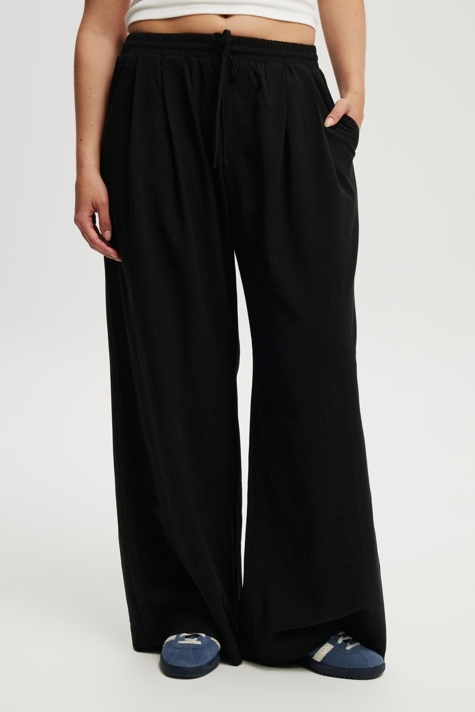 Cotton On Women - Luis Pull On Suiting Pant - Black pinstripe Product Image
