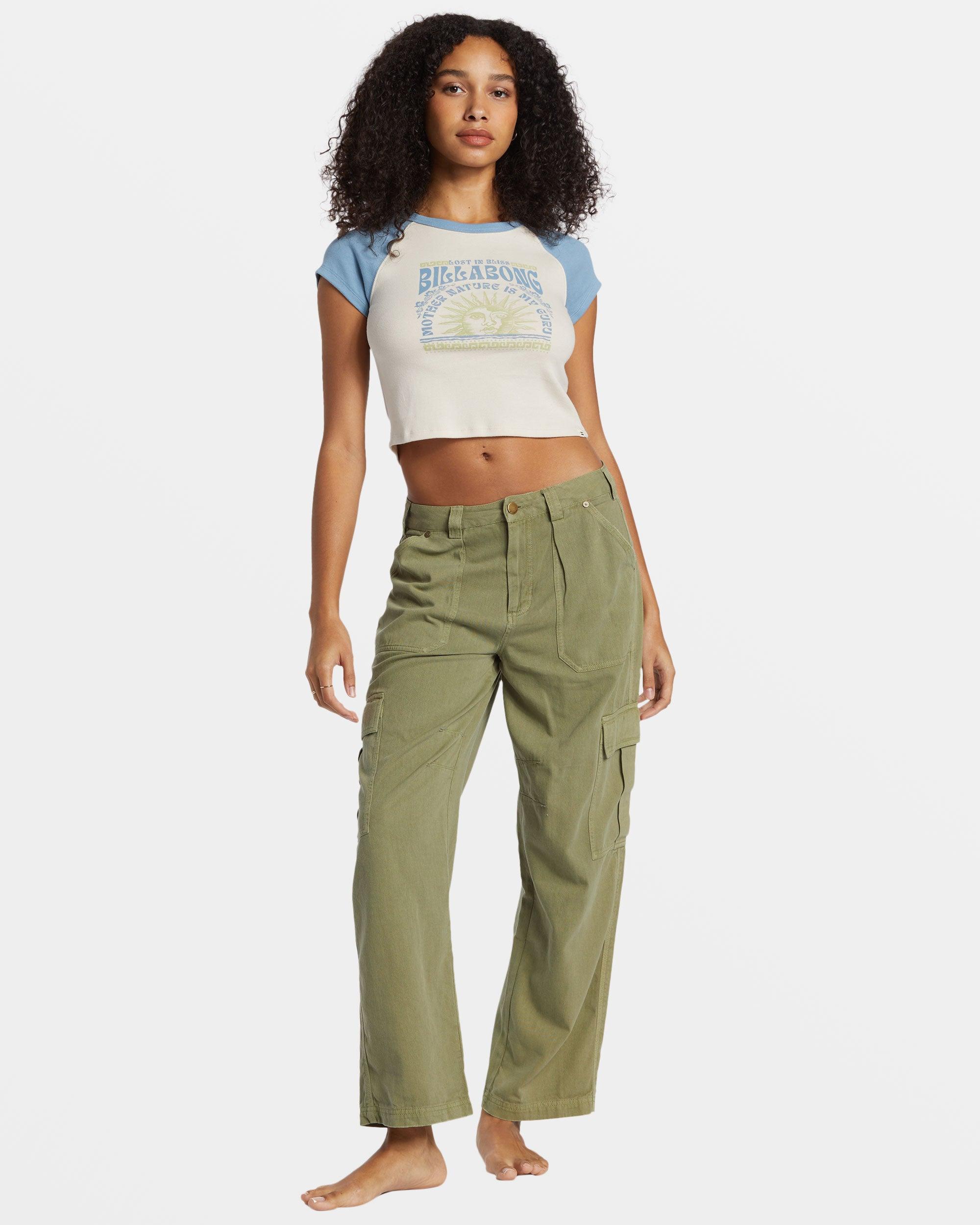 Blissed Cropped Raglan T-Shirt - Blue Shadow Female Product Image