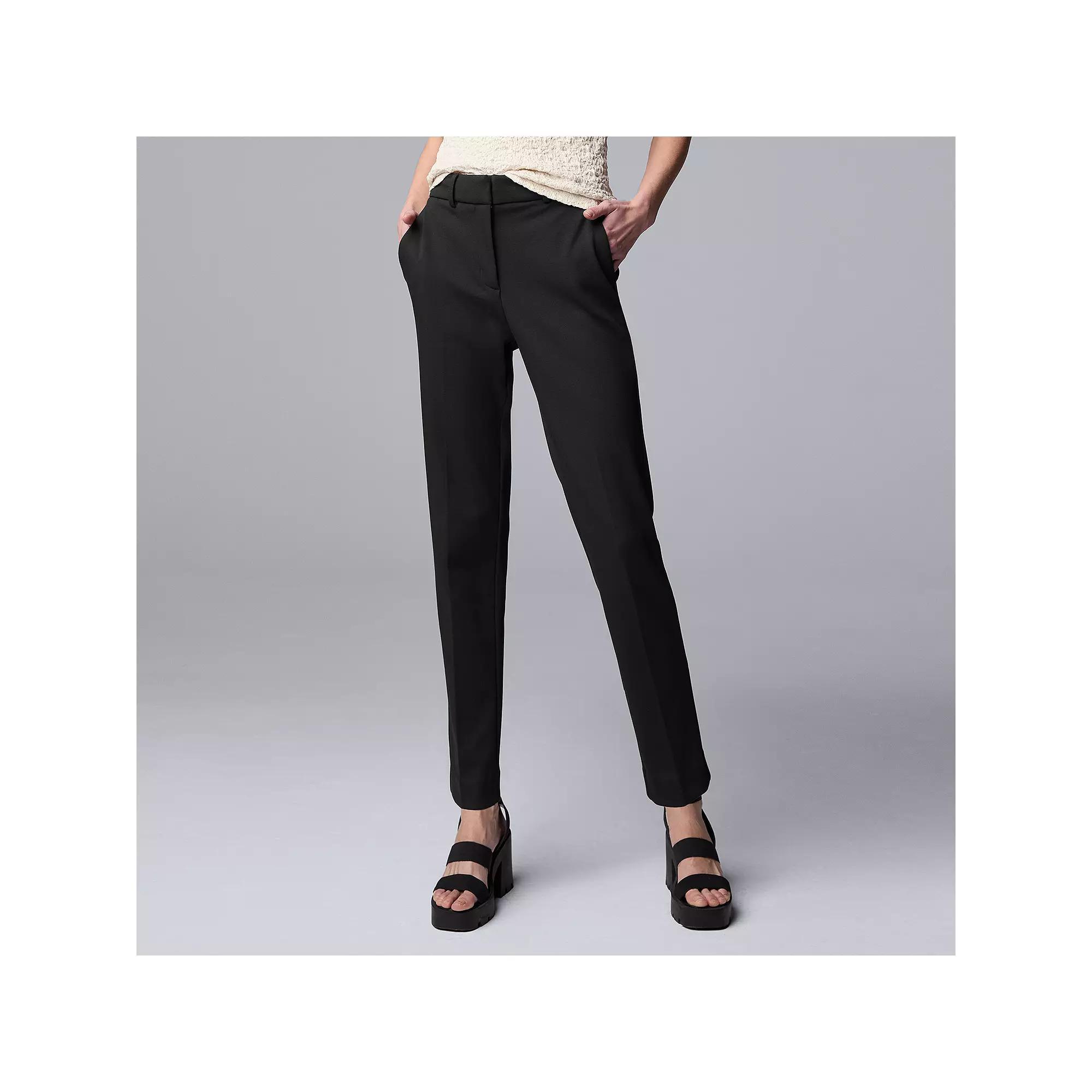 Women's Simply Vera Vera Wang Stretch Knit High Rise Ankle Trouser Pants, Size: 4, Black Product Image