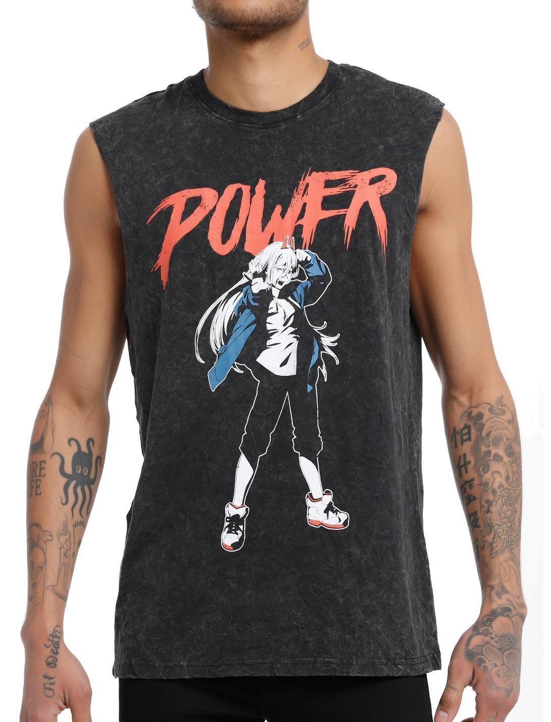 Chainsaw Man Power Dark Wash Muscle Tank Top Product Image
