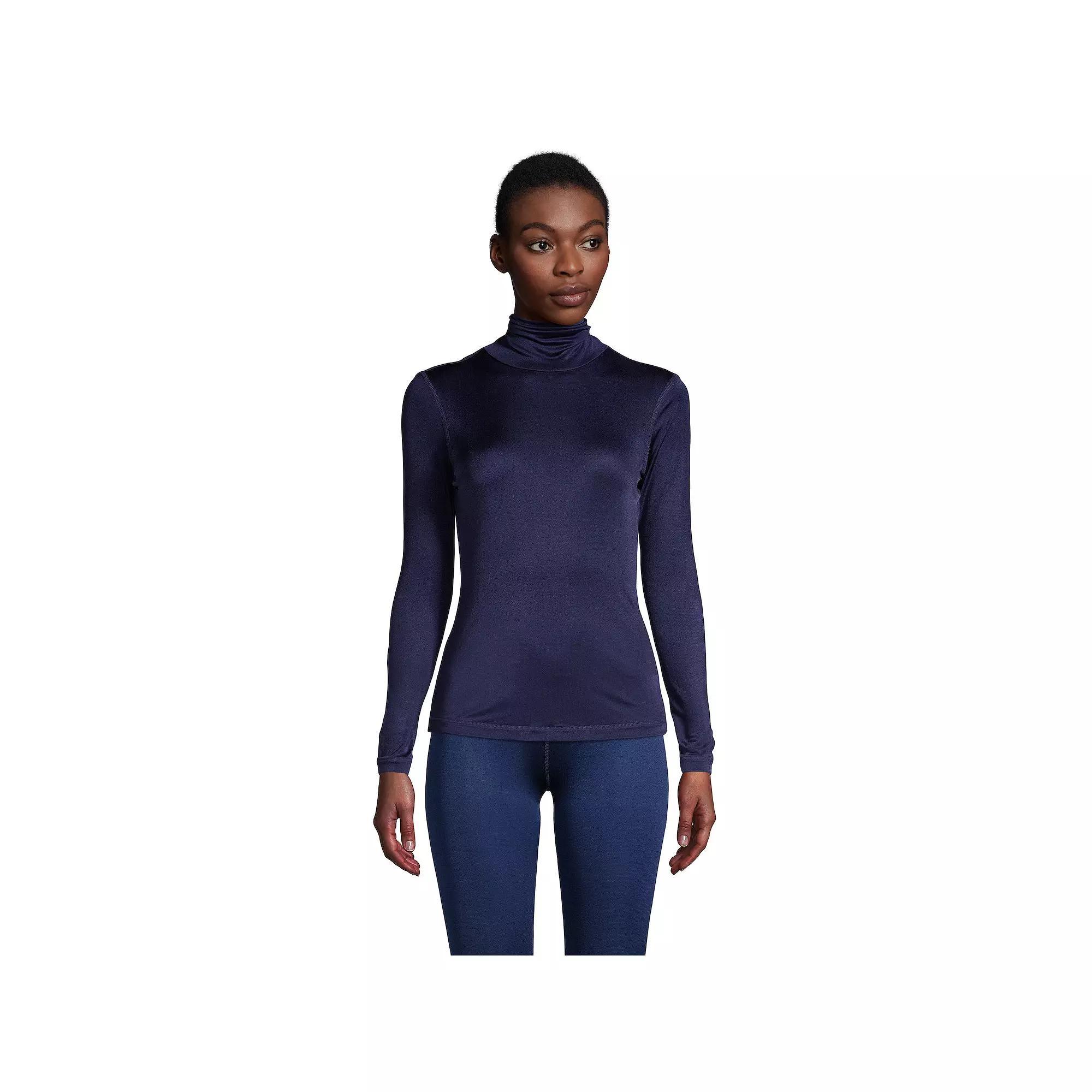 Petite Lands' End Silk Interlock Turtleneck Undershirt, Women's, Size: XS Petite, Deep  Blue Product Image