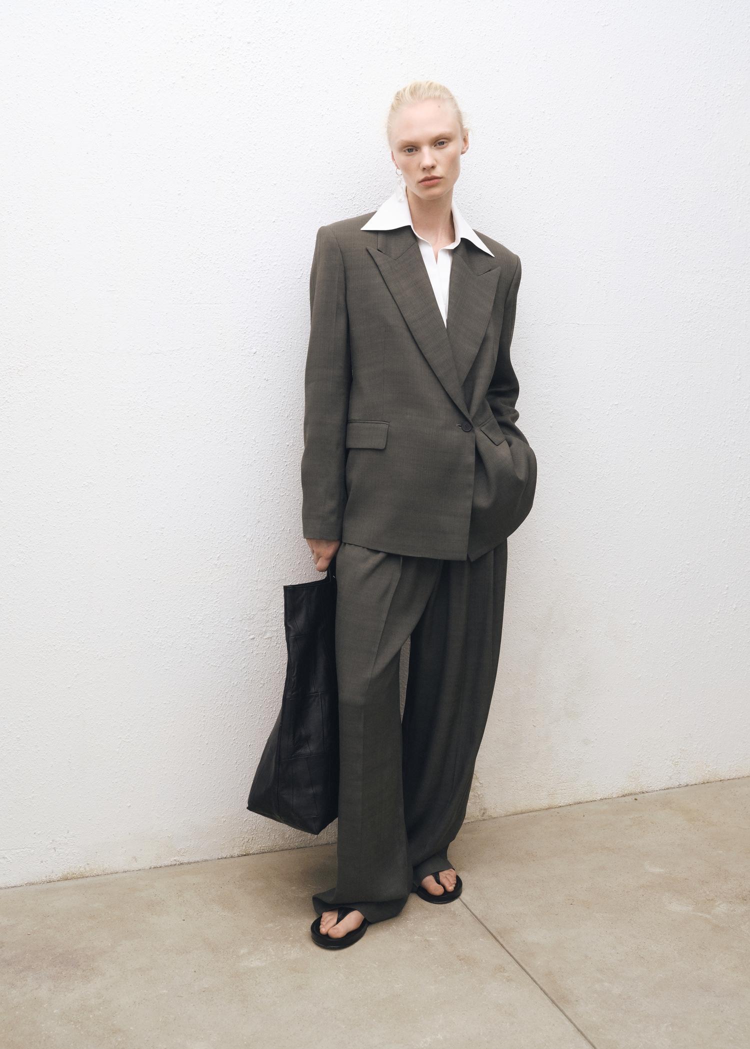 Oversized double-breasted suit blazer - Women | MANGO USA Product Image