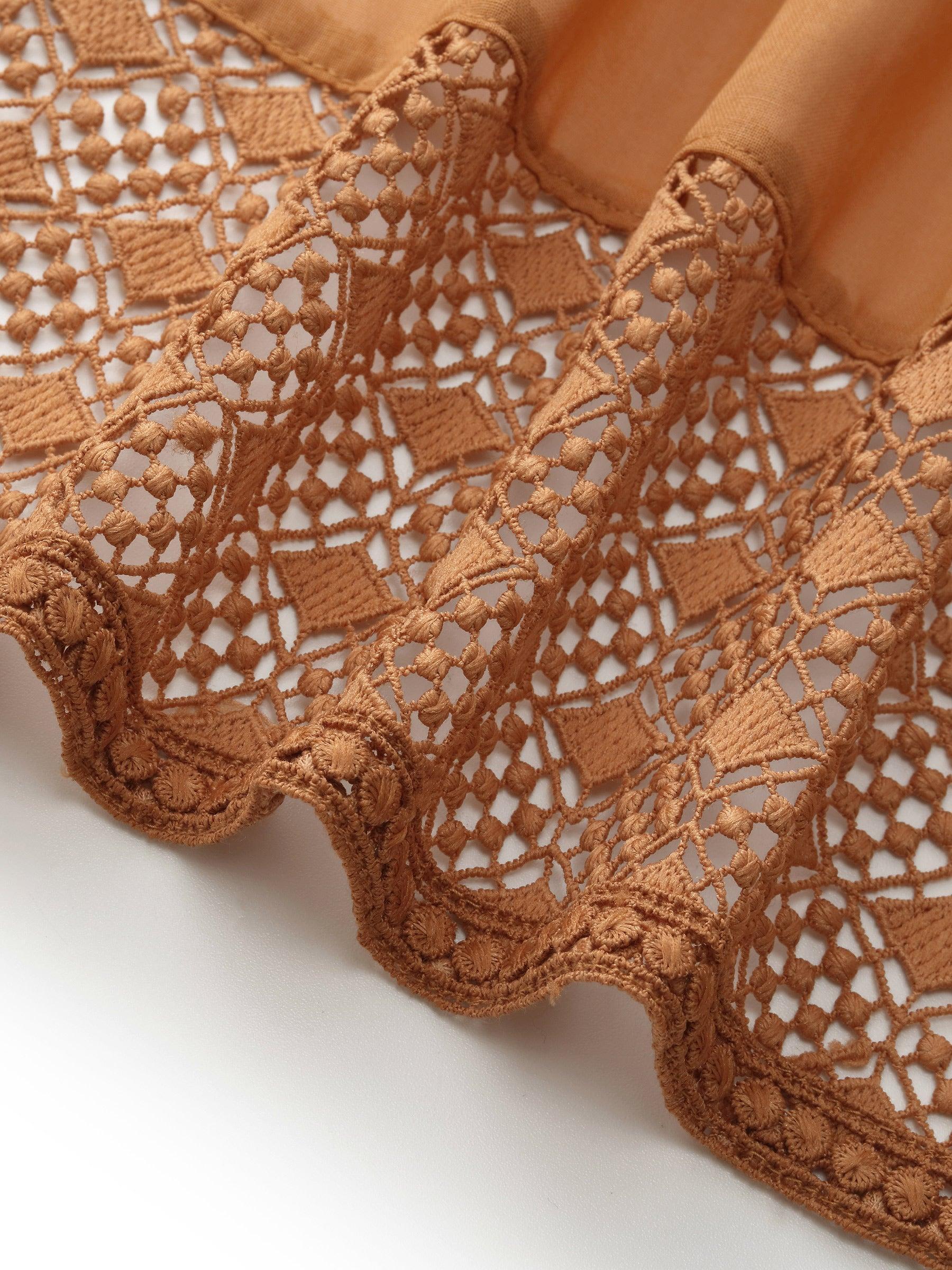 100% Cotton Patchwork Lace Embroidered Women Skirt Product Image