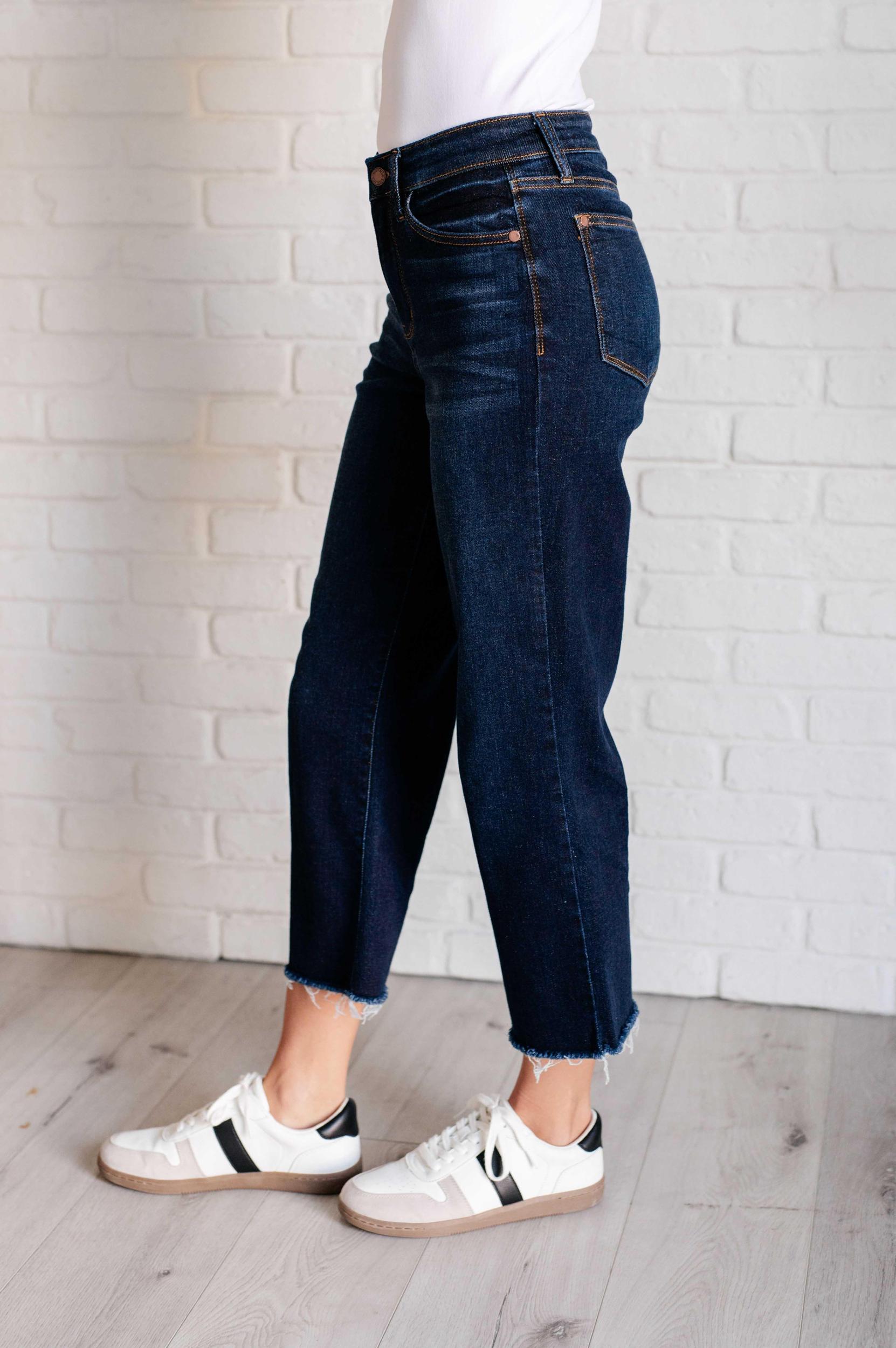 Judy Blue High Rise Cropped Wide Leg Jeans Product Image