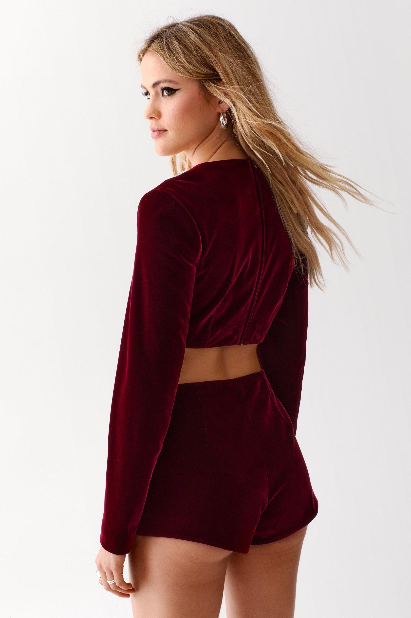 Bonded Velvet Embellished Hotpant Product Image