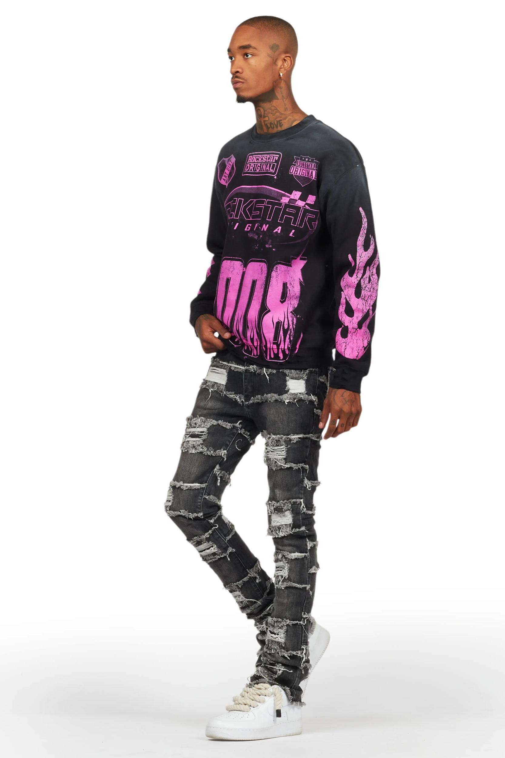 Sten Black Stacked Flare Jean Male Product Image