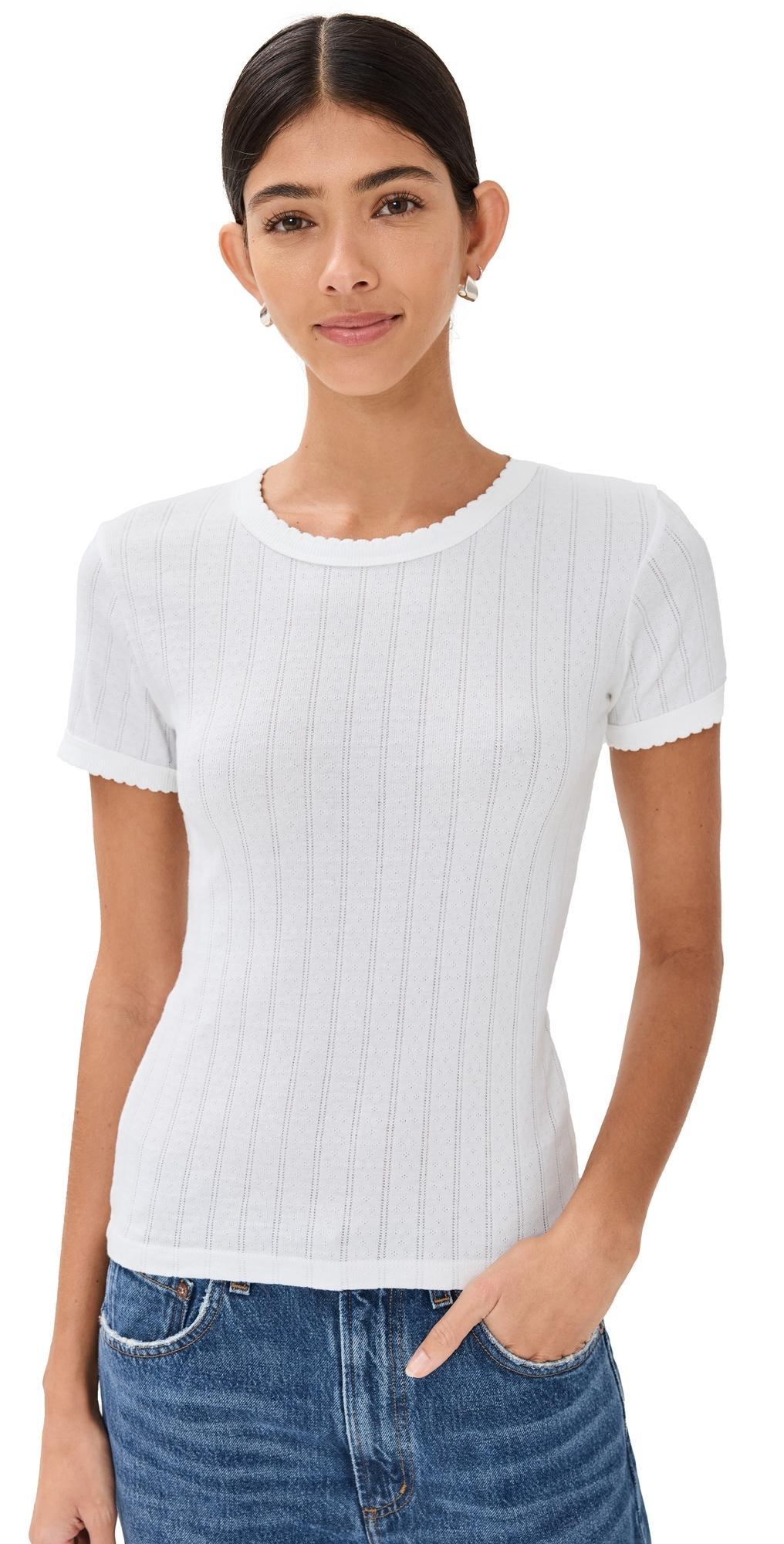Womens Pointelle Crewneck T-Shirt Product Image