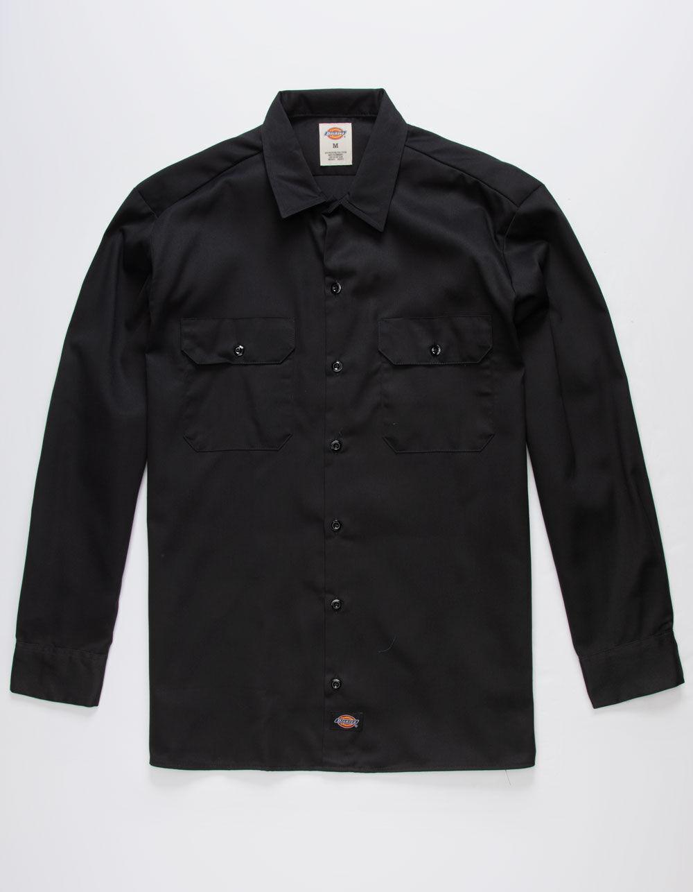 DICKIES Mens Twill Work Shirt - BLACK Product Image