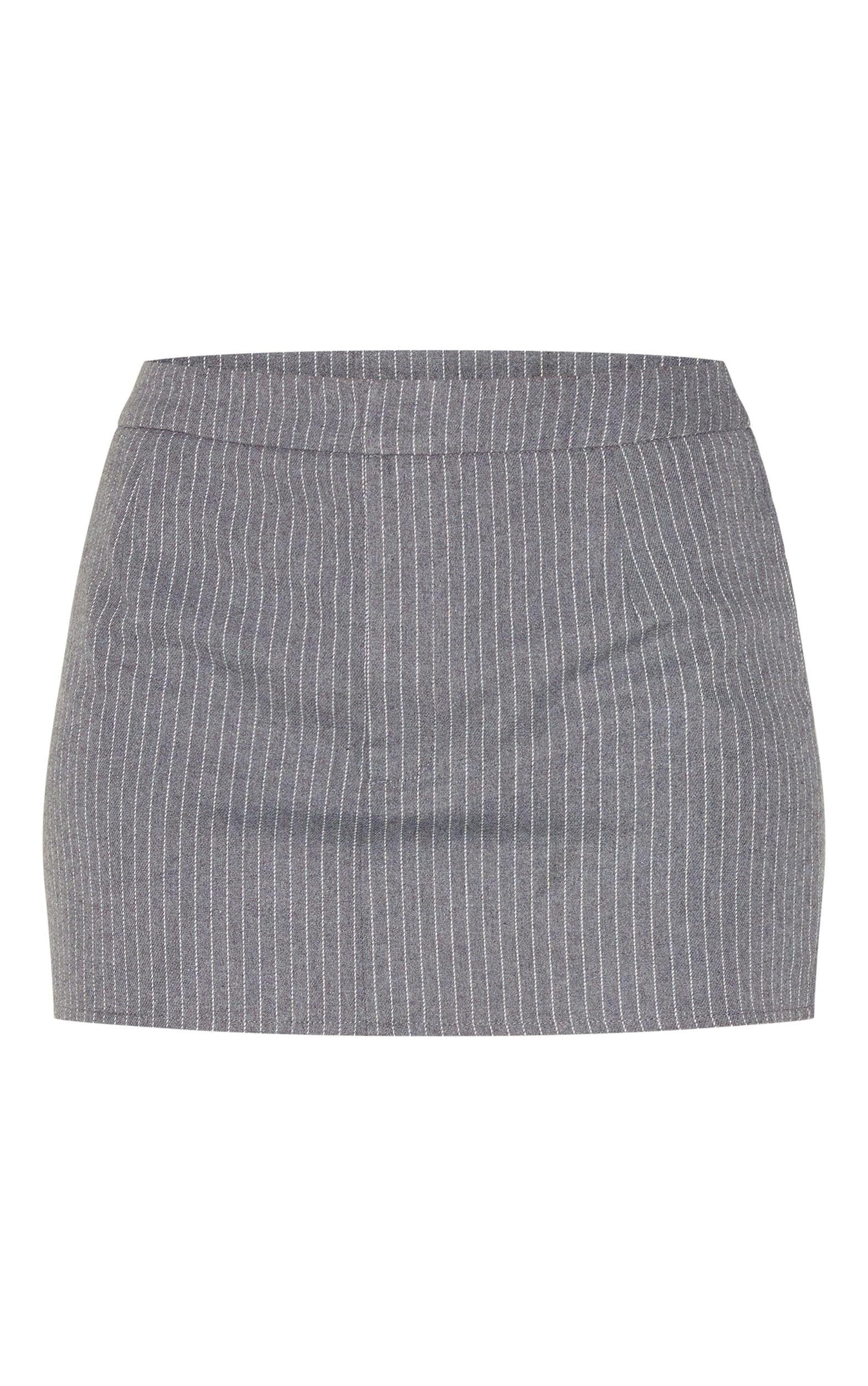 Light Grey Woven Tailored Pinstripe Mini Skirt Product Image