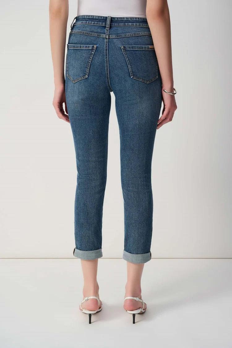 Slim Fit Cropped Jeans With Rolled Hem Product Image