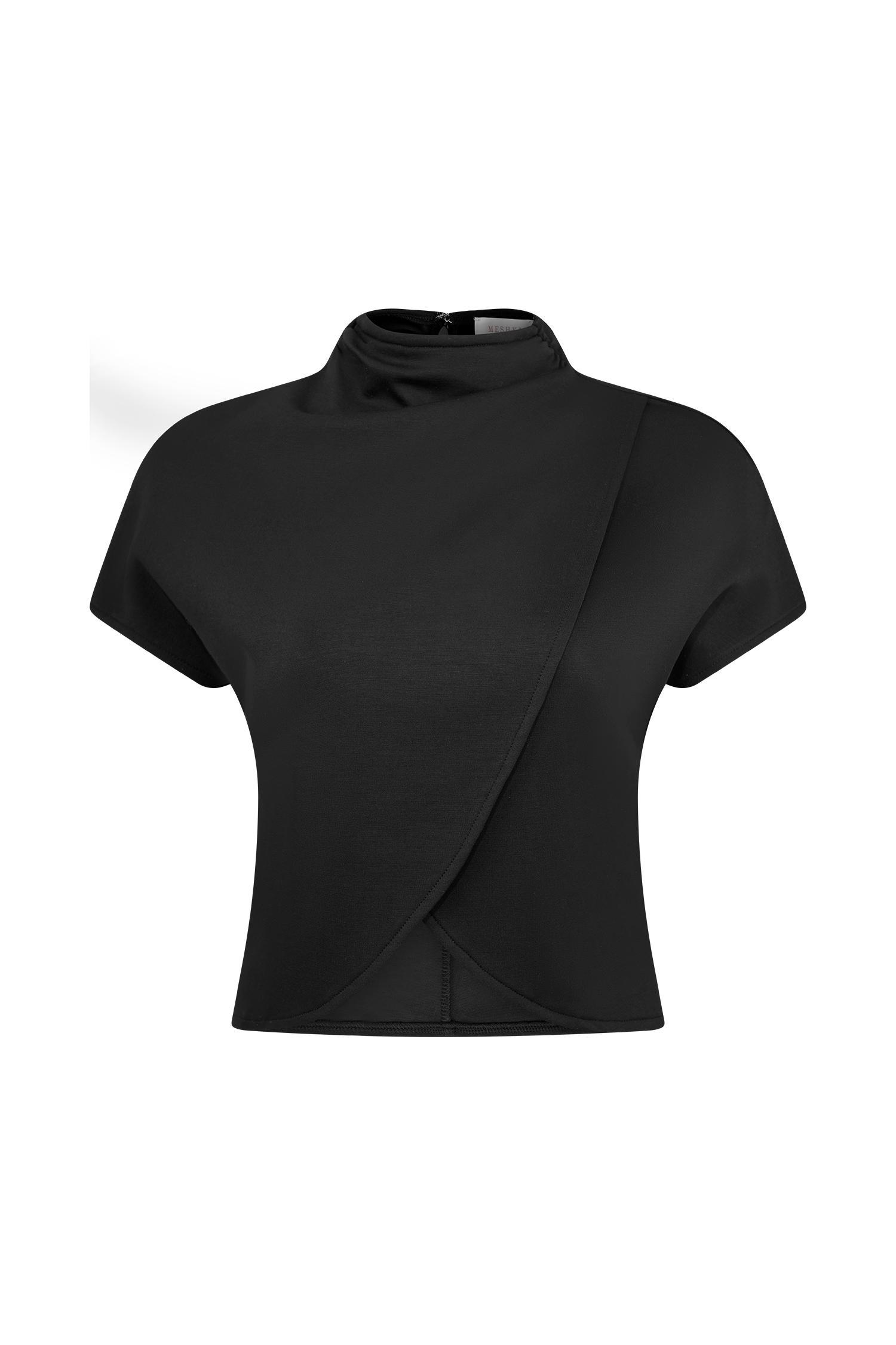 Eris High Neck Scuba Jersey Top - Black Product Image