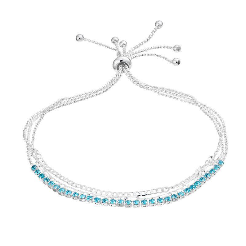 City Luxe Crystal Simulated Birthstone Multi-Strand Adjustable Chain Bracelet, Women's, Gold Tone September Product Image