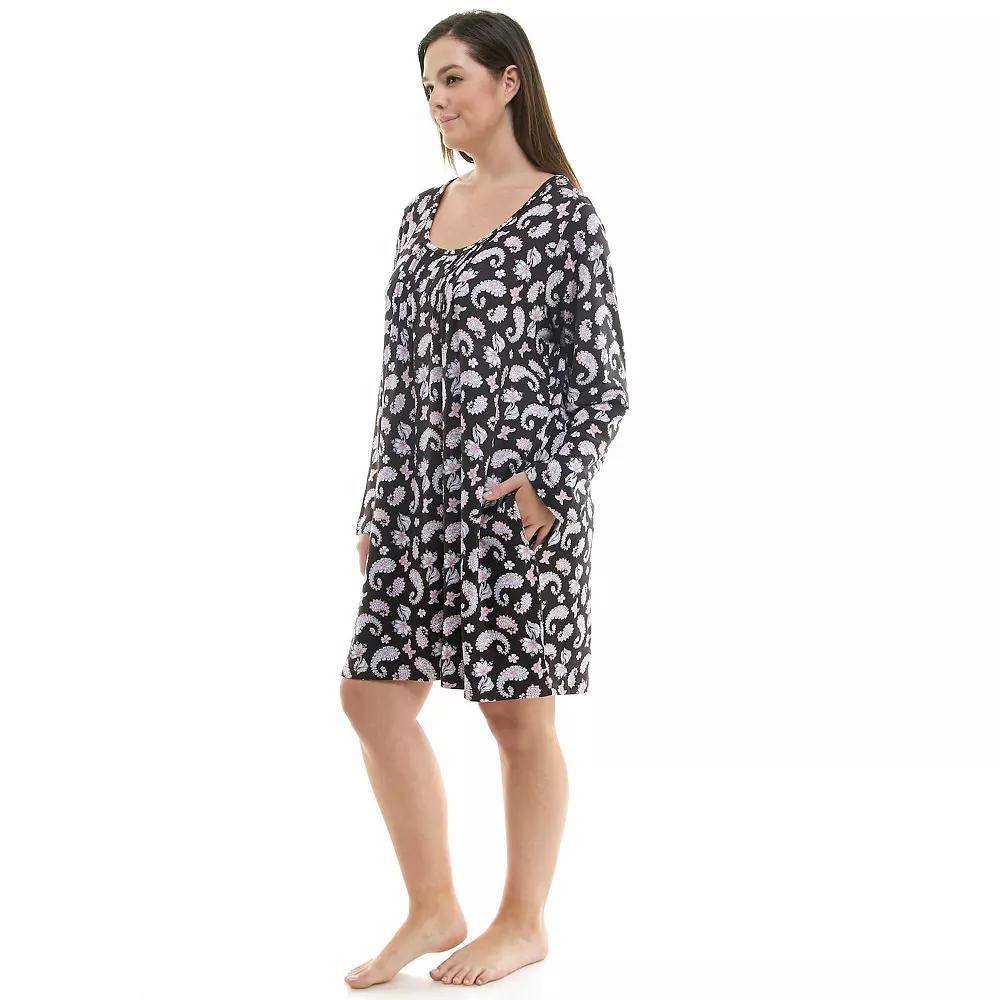 Plus Size Croft & Barrow® Cozy Luxe Long Sleeve Pajama Gown, Women's, Size: 2XL, Pretty Jacobean Product Image