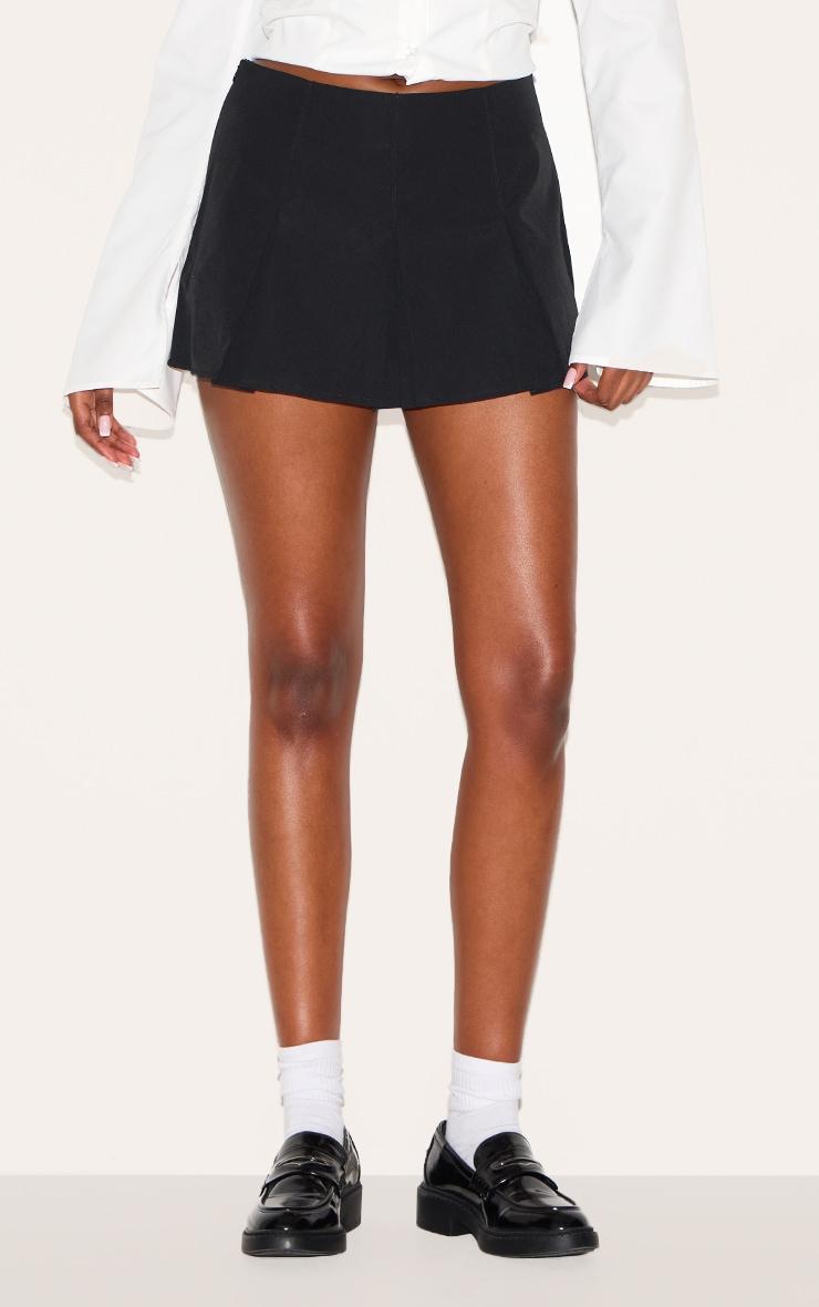 Black Tailored Woven Box Pleat Skater Skort Product Image