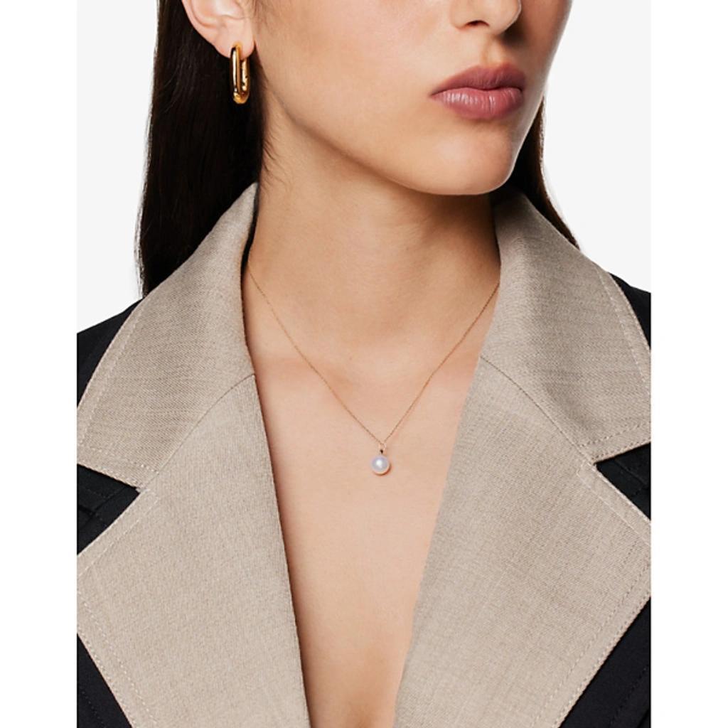 MATEO Womens 14kt Yellow Gold Dot 14ct Yellow-gold, Pearl And 0.03ct Diamond Pendant Necklace Product Image