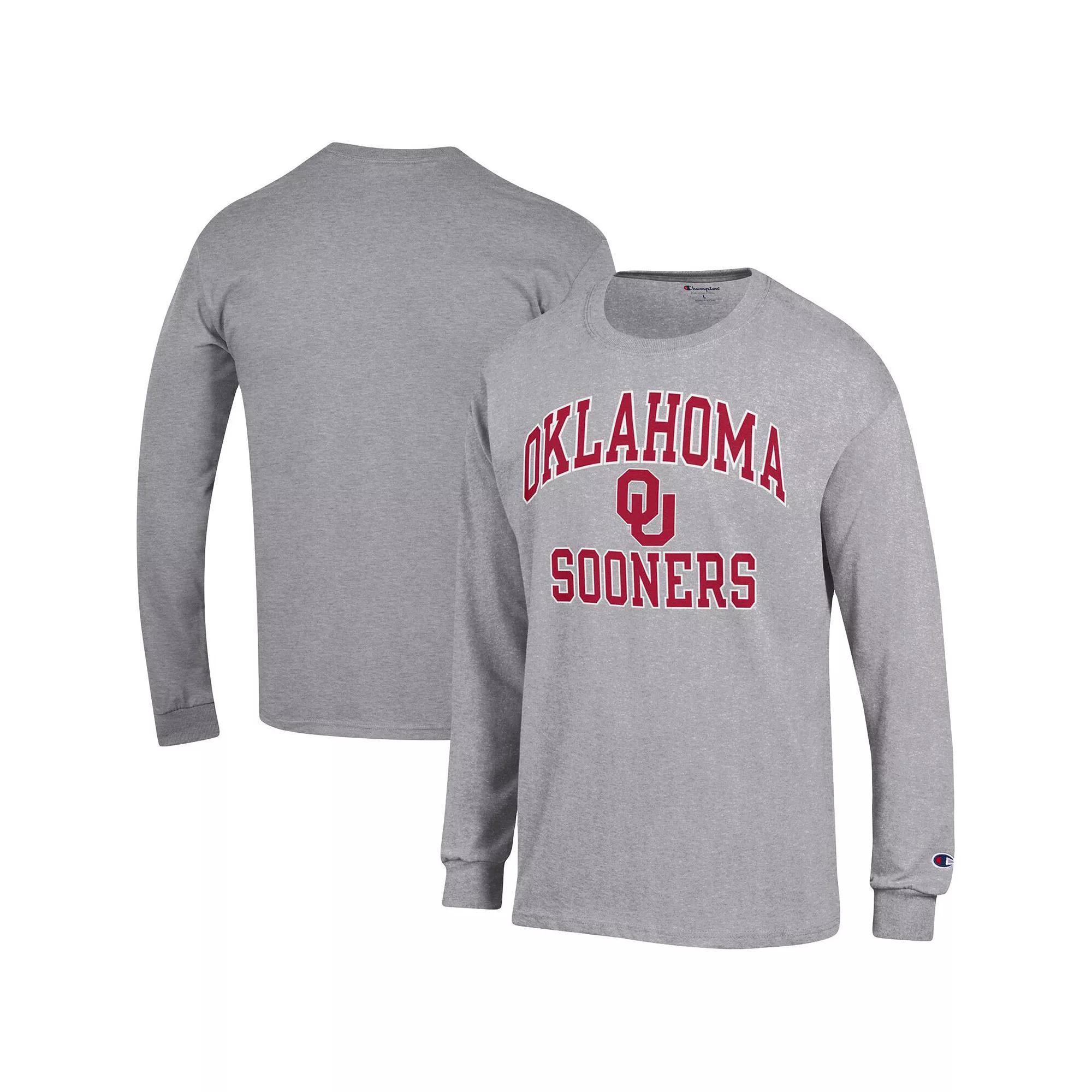 Men's Champion Heather Gray Oklahoma Sooners High Motor Long Sleeve T-Shirt, Size: Large, Grey Product Image