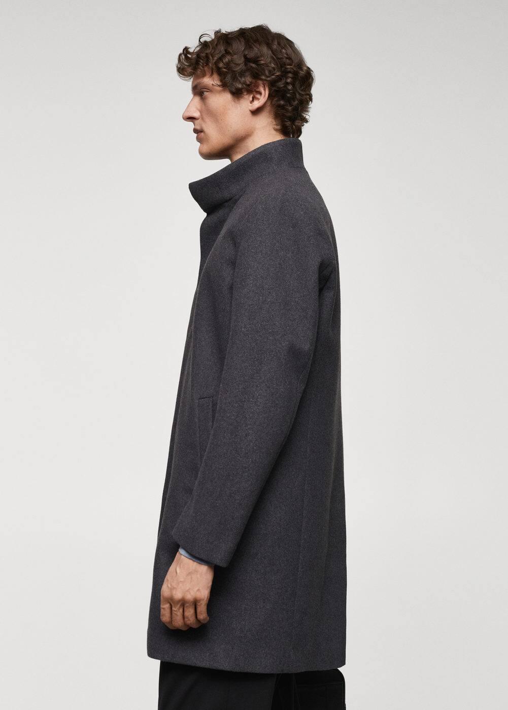 Wool funnel neck coat - Men | MANGO USA Product Image