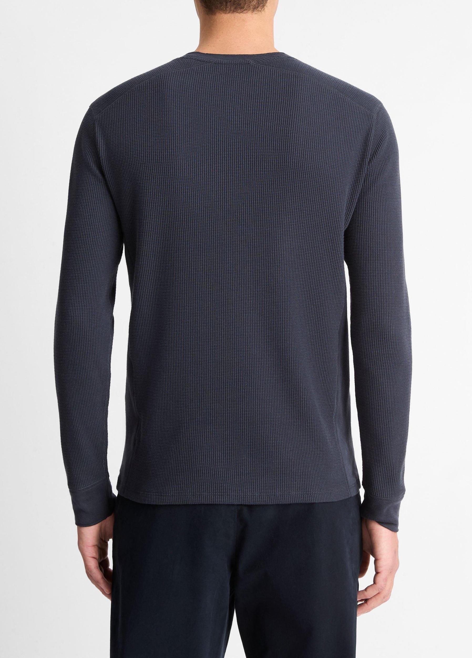 Mens Thermal Long Sleeve Crew Neck Pullover, Black, Size S Vince Product Image