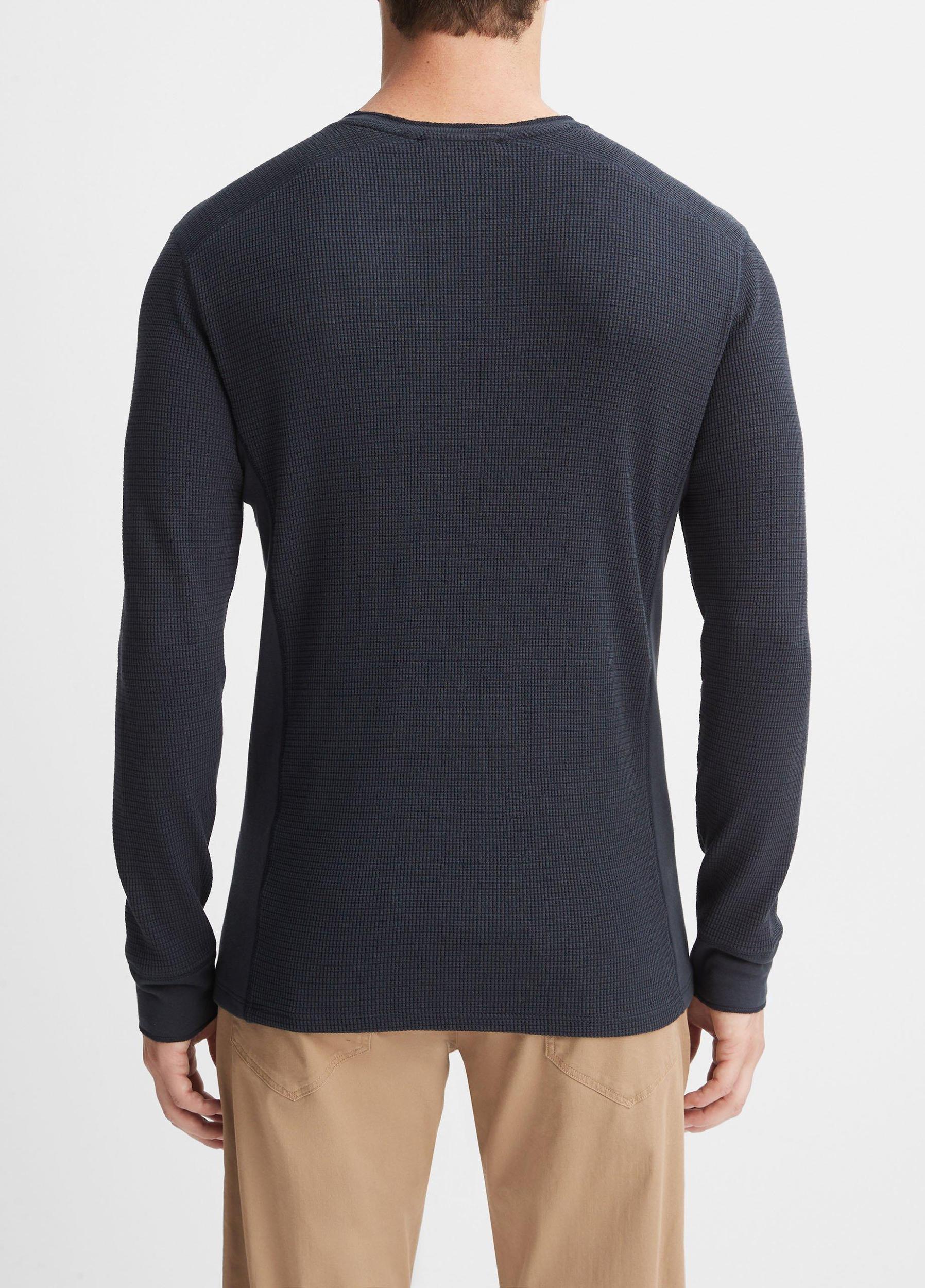 Mens Thermal Long Sleeve Crew Neck Pullover, Black, Size S Vince Product Image