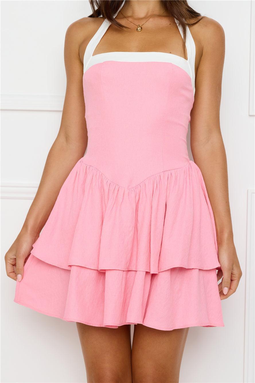 Chasing Joy Halter Mini Dress Pink Product Image