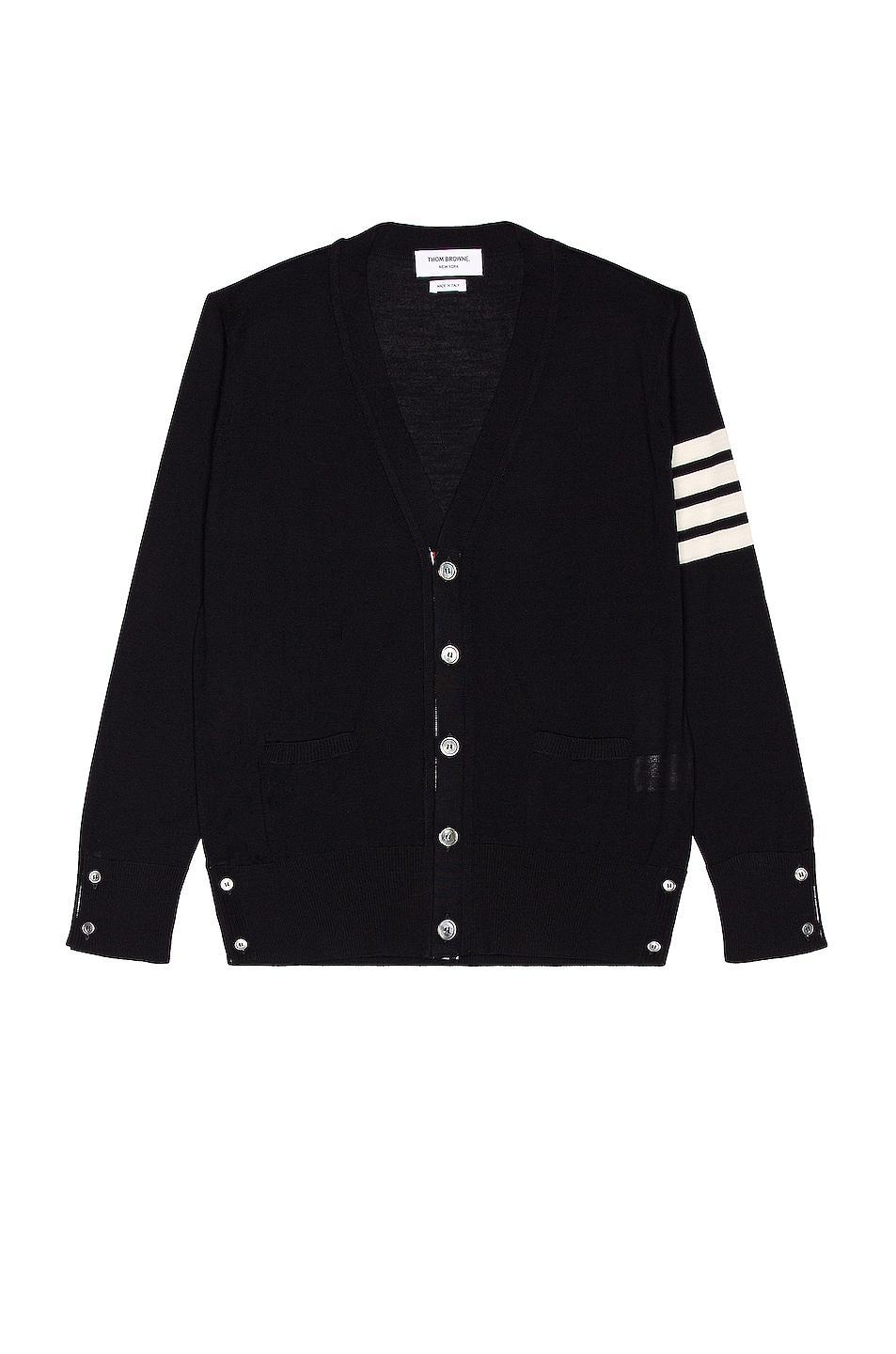 Mens 4-Bar Wool V-Neck Cardigan Product Image