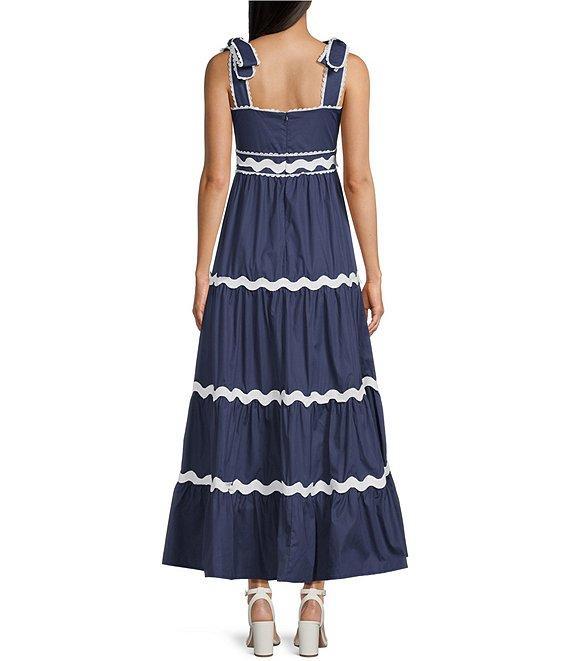 TCEC Ricrac Trim Poplin Square Neck Pleated Maxi Dress Product Image