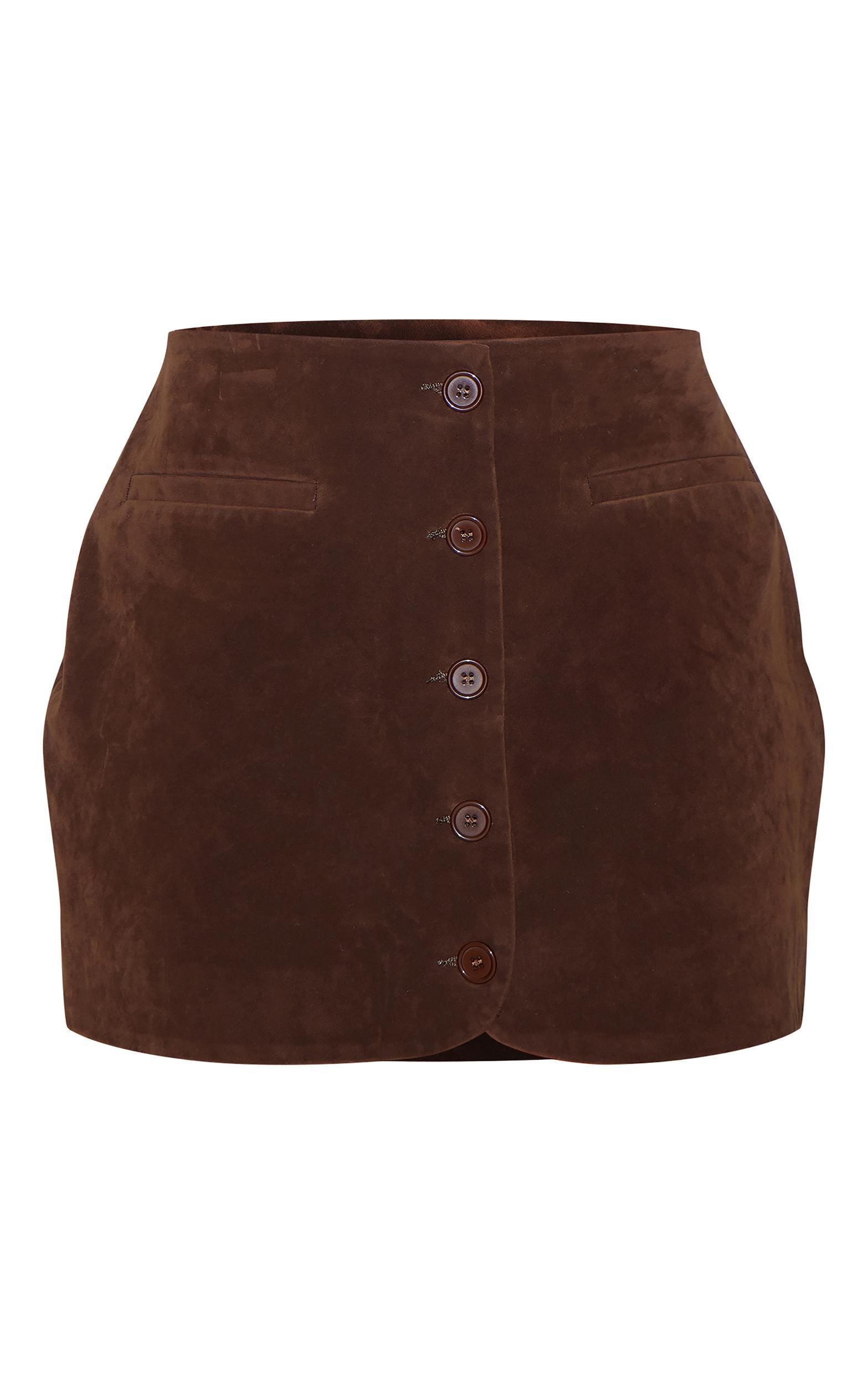 Plus Chocolate Faux Suede Skirt Product Image