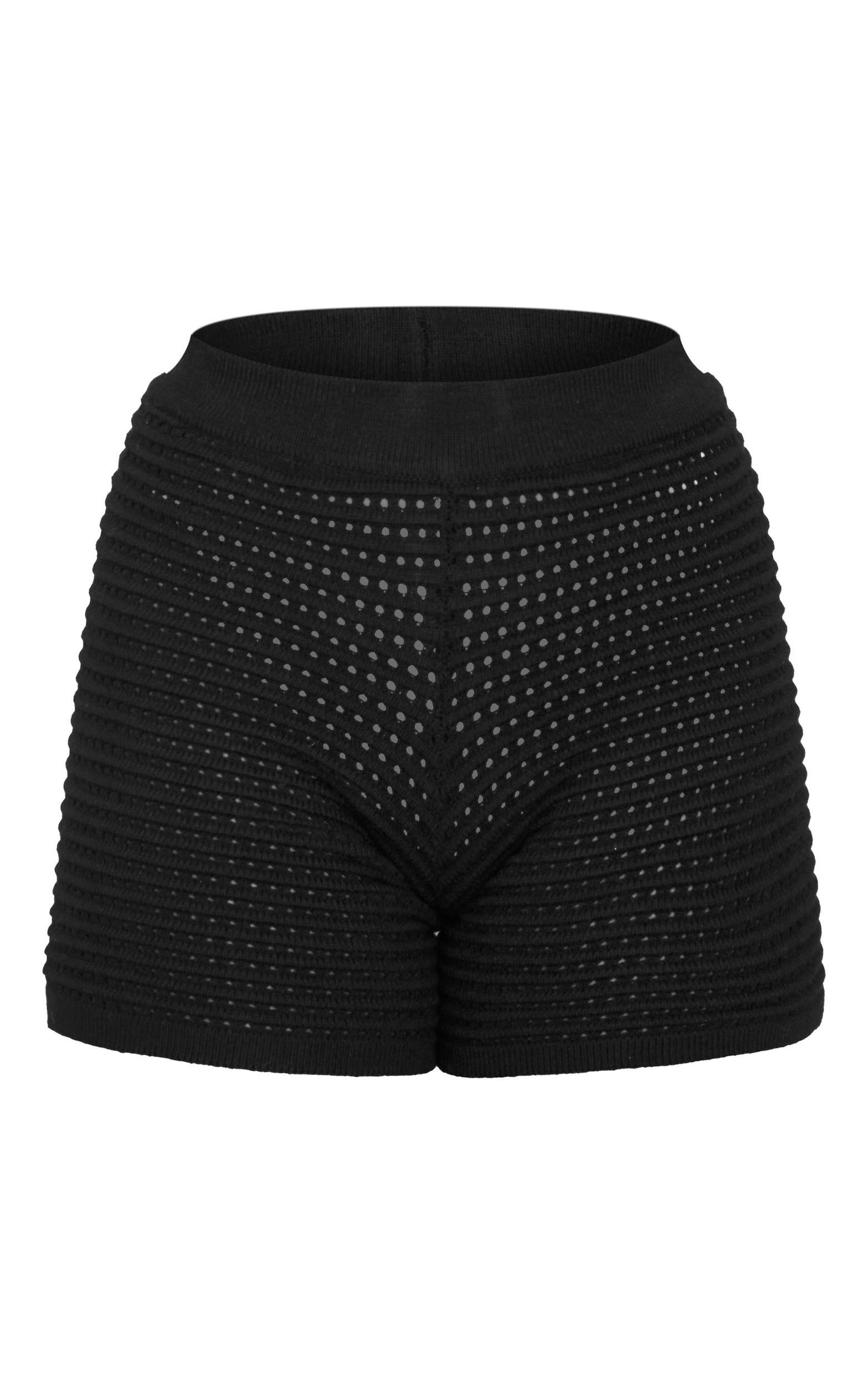 Black Wave Open Knit Booty Shorts Product Image