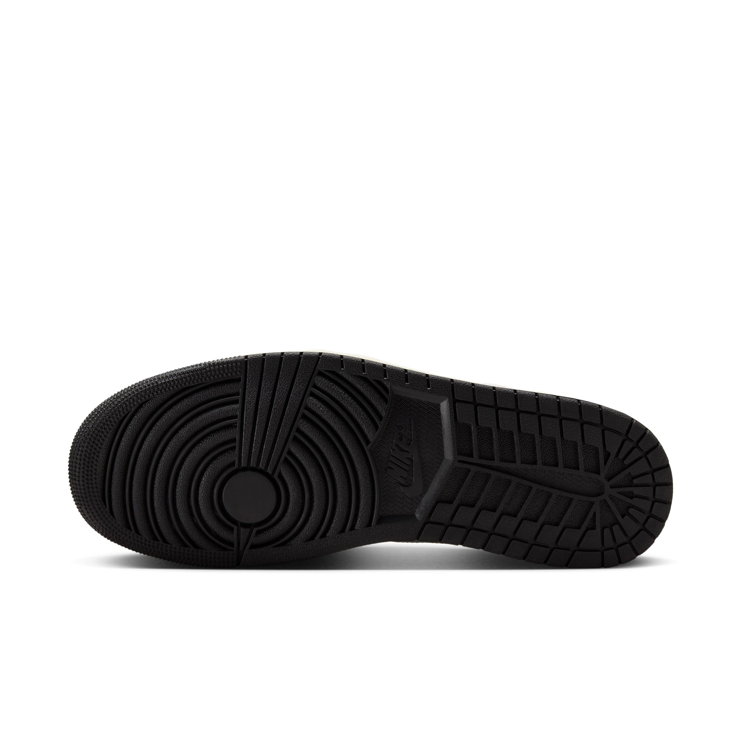 Jordan Mens Air Retro 1 Low Casual Shoes in Black/Starfish/White Product Image
