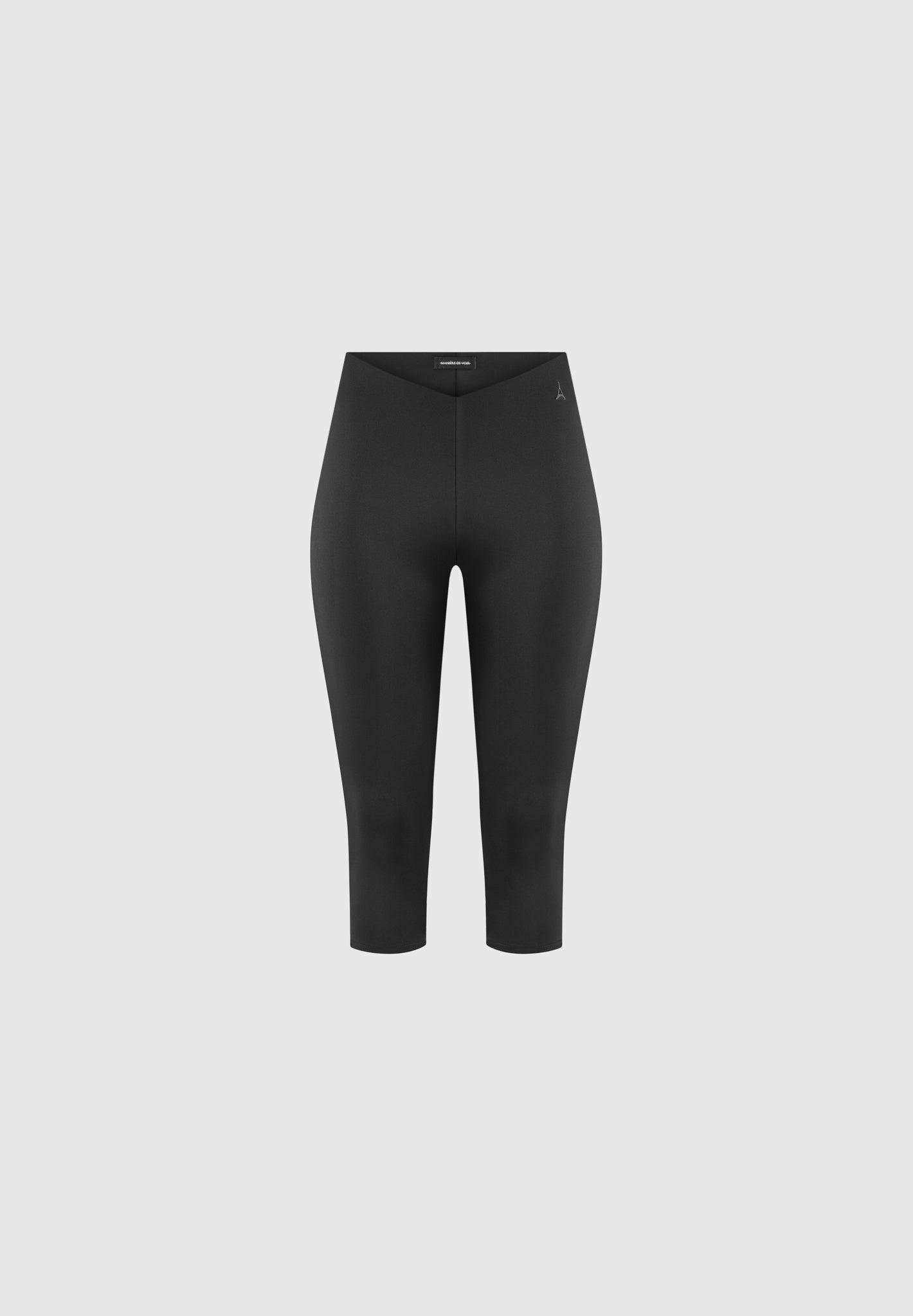 Angled Waist Capri Leggings - Black Female Product Image