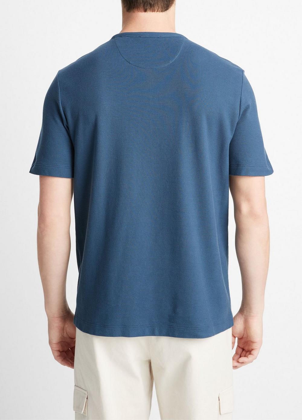 Mens Pima Cotton Piqu Crew Neck T-Shirt, Soft Black, Size L Vince Product Image