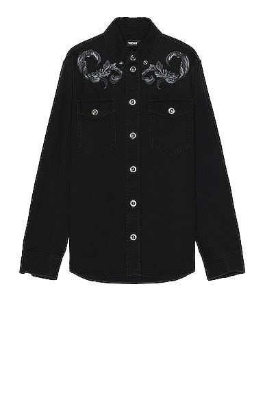 VERSACE Denim Shirt Black. (also in 50). Product Image