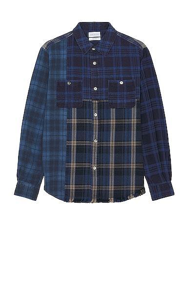 JOHN ELLIOTT Silverado Paneled Plaid in Blue Product Image