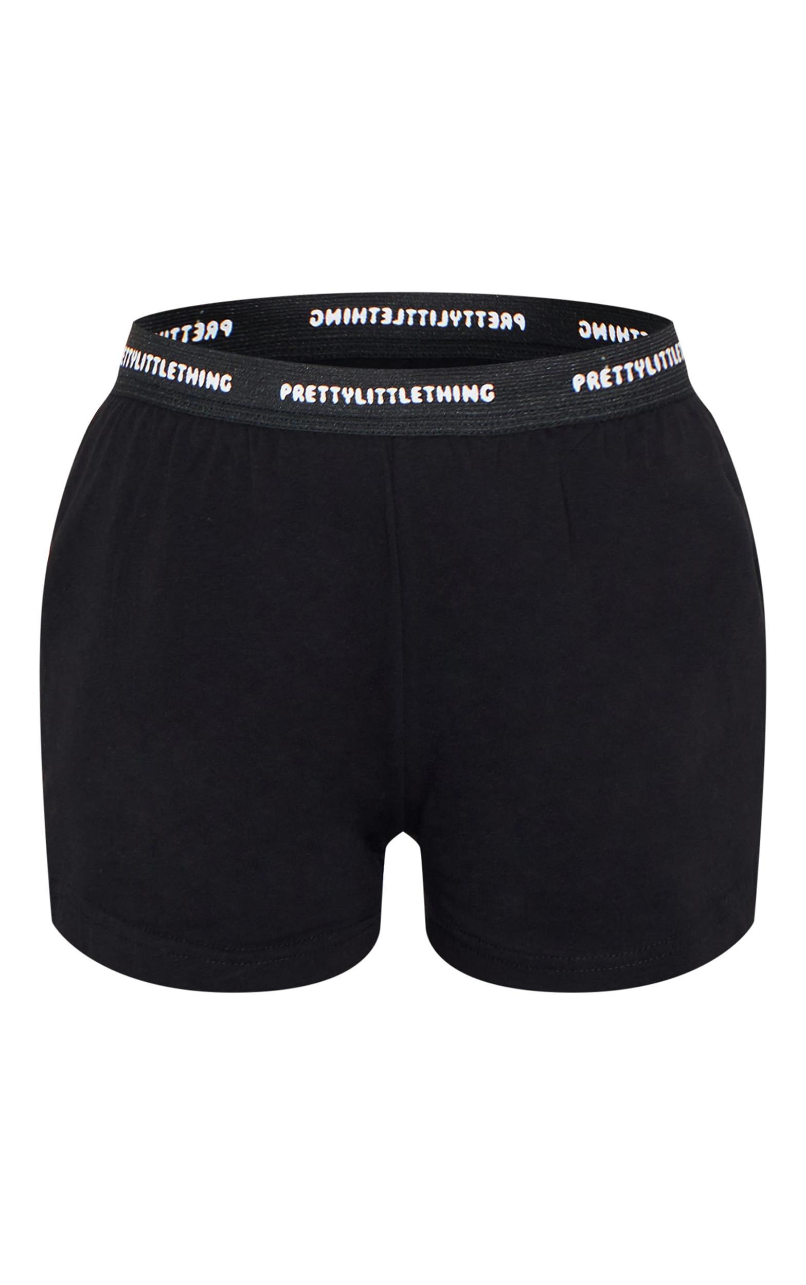 PRETTYLITTLETHING Black Tape PJ Shorts Product Image