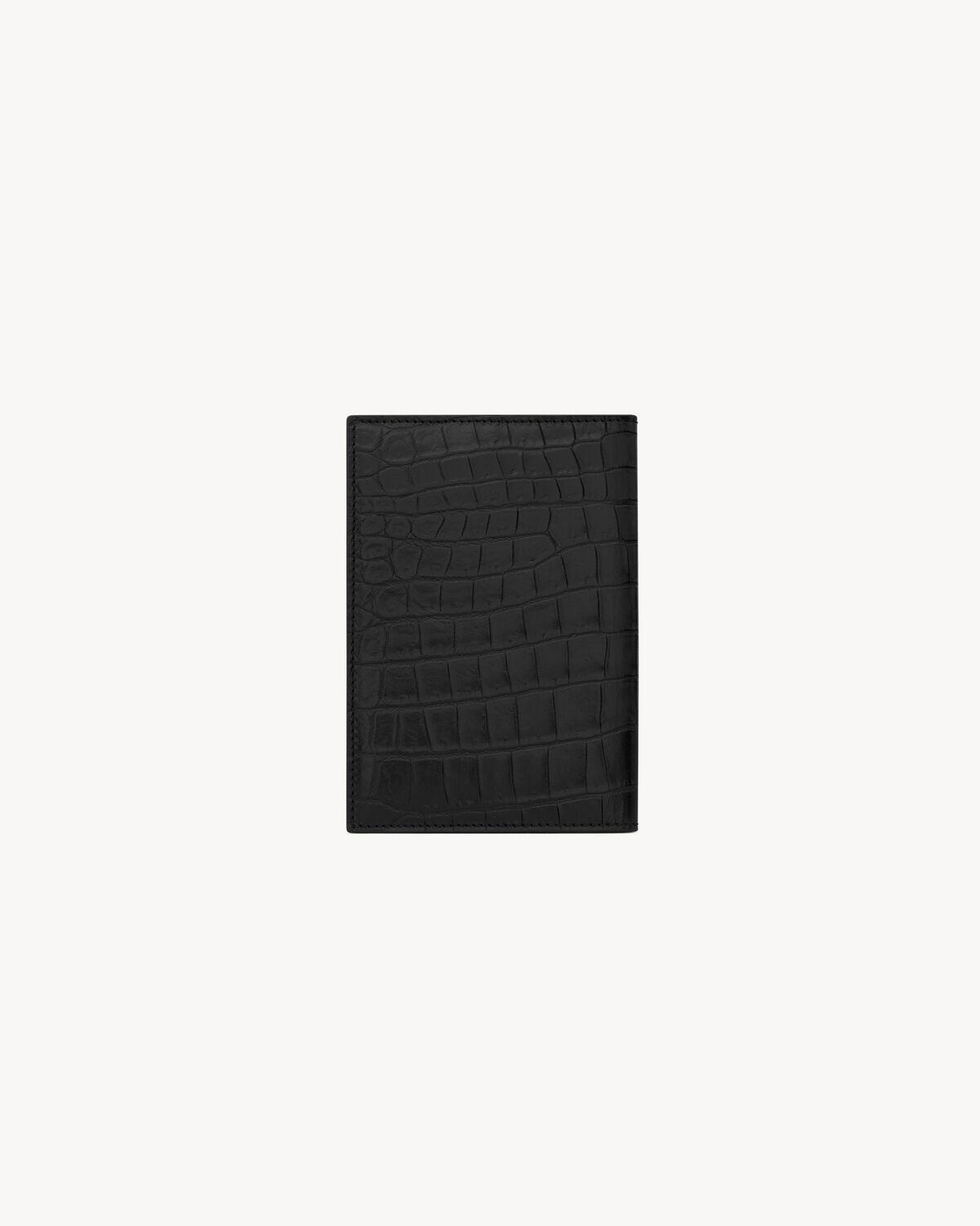 TINY CASSANDRE PASSPORT CASE IN CROCODILE-EMBOSSED LEATHER | Saint Laurent | YSL.com Product Image