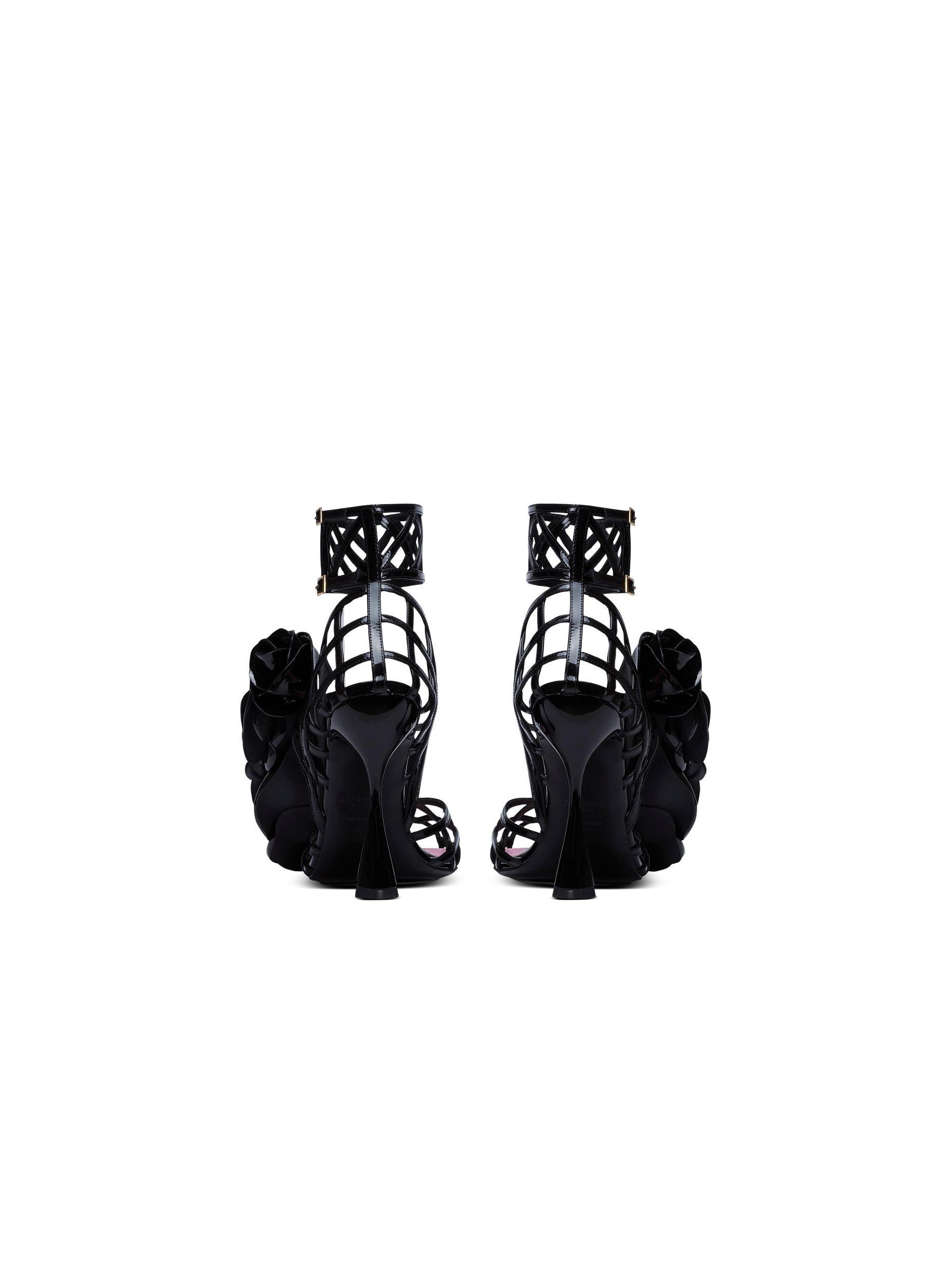 Patent leather Eden sandals with flowers Product Image