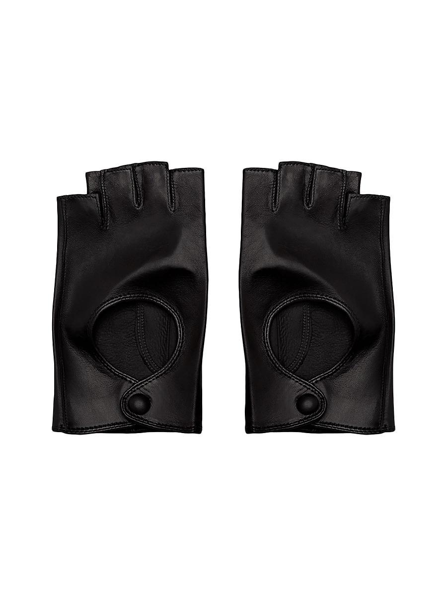 Womens Fingerless Leather Driving Gloves Product Image